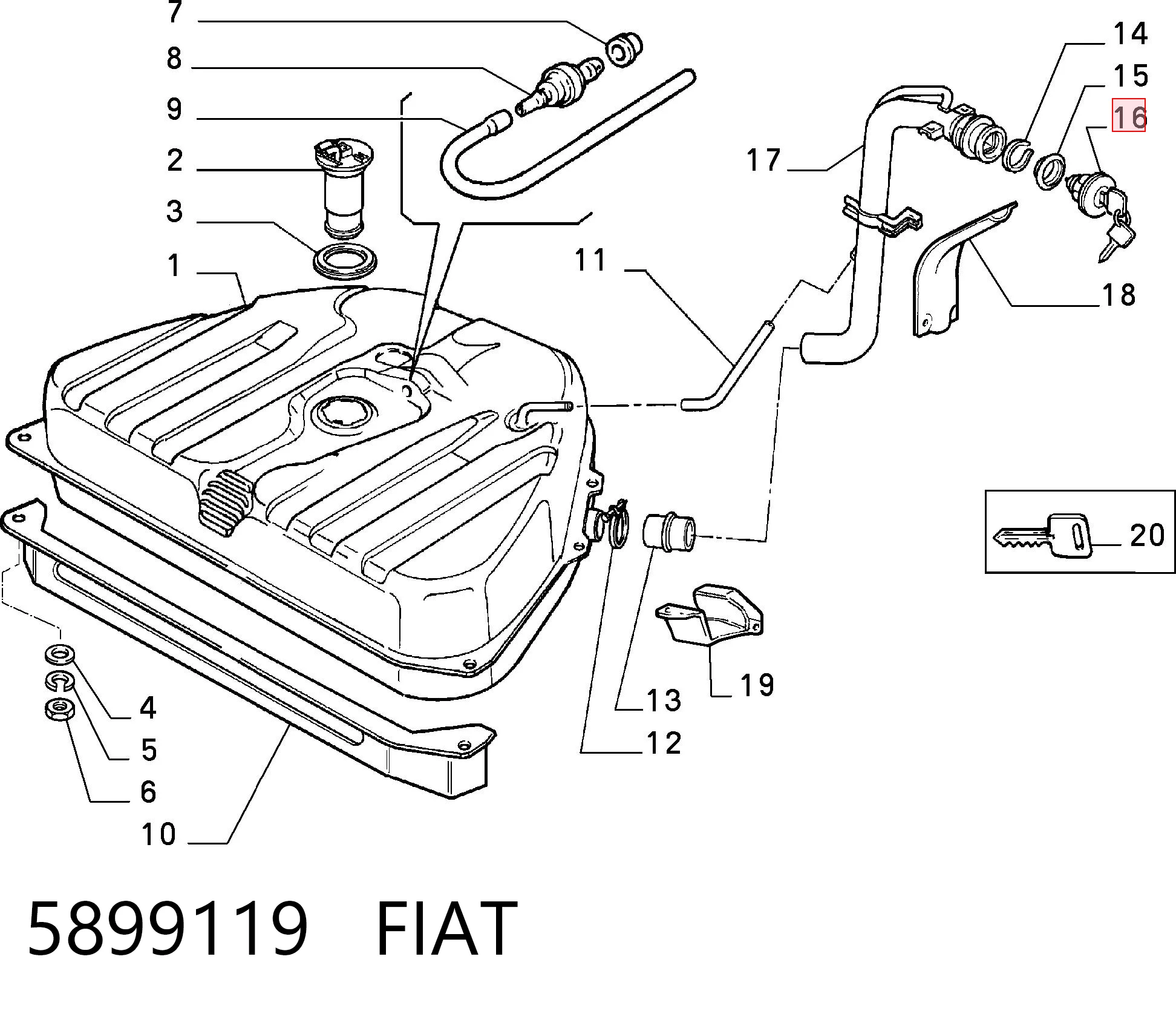 Korek wlewu paliwa do Fiat Fiorino  146 Uno