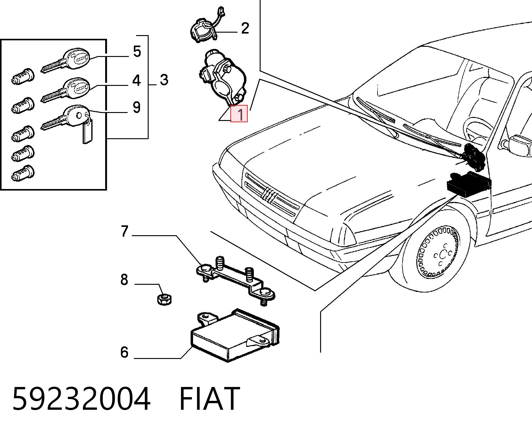 59232004 Fiat/Alfa/Lancia Stacyjka zapłonowa