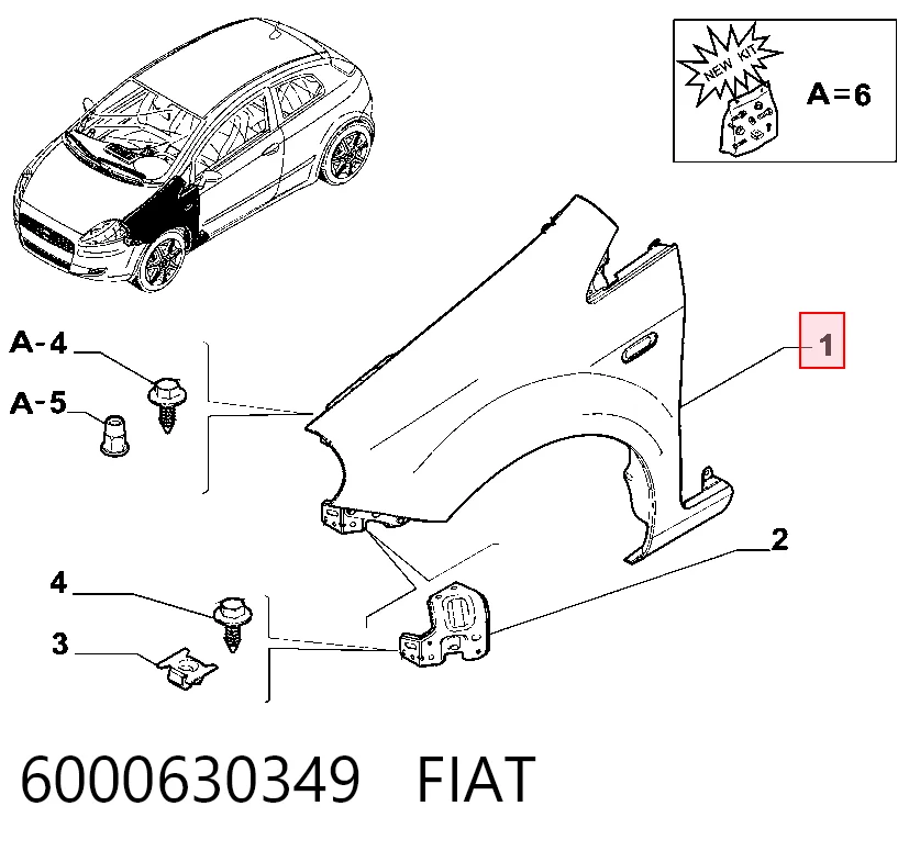 Błotnik przedni prawy Fiat Punto GRAND hatchback (199) (2005 - 2018) cena, od 131,72 USD