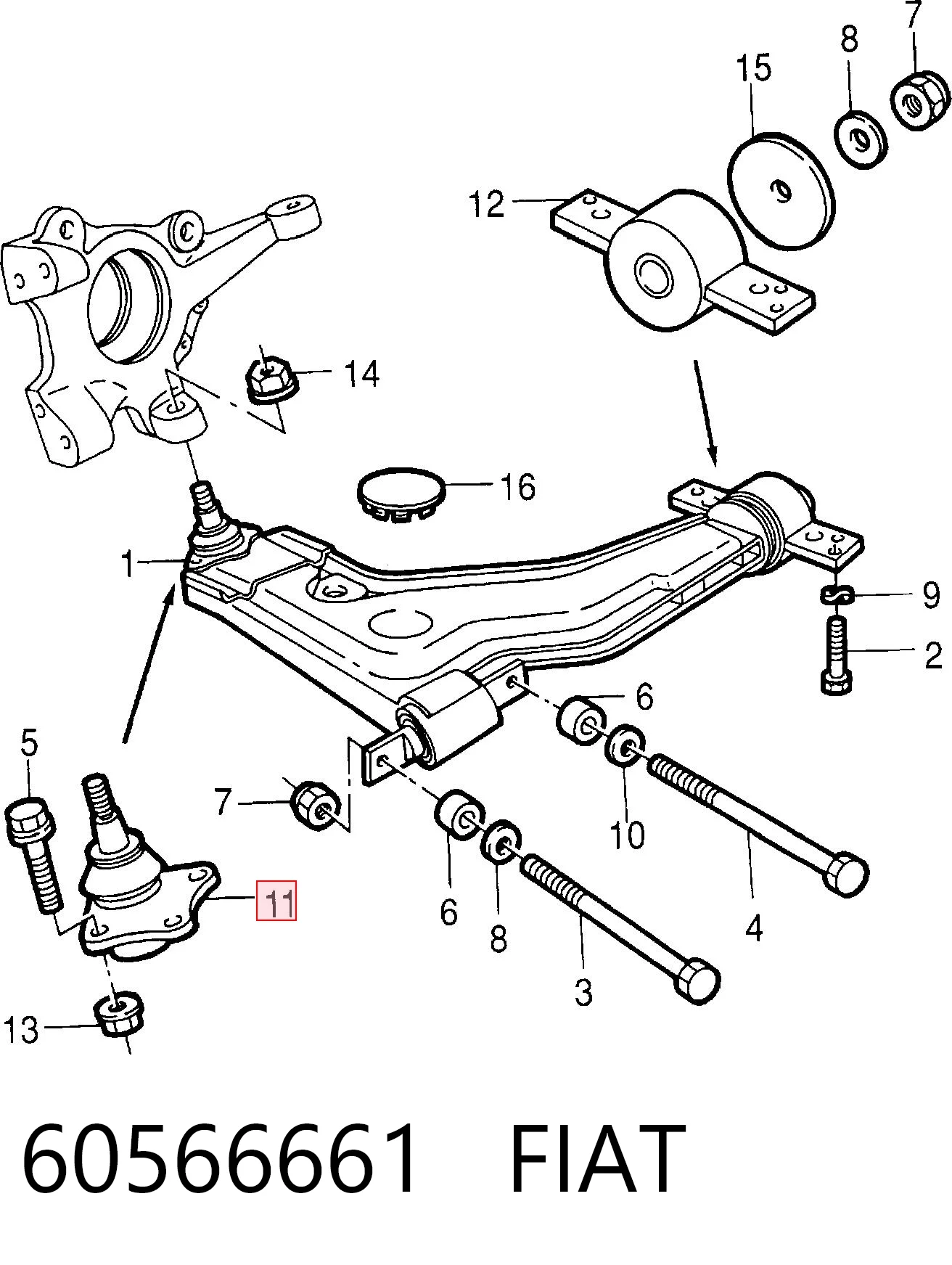  Sworzeń wahacza dolny Fiat Croma 1