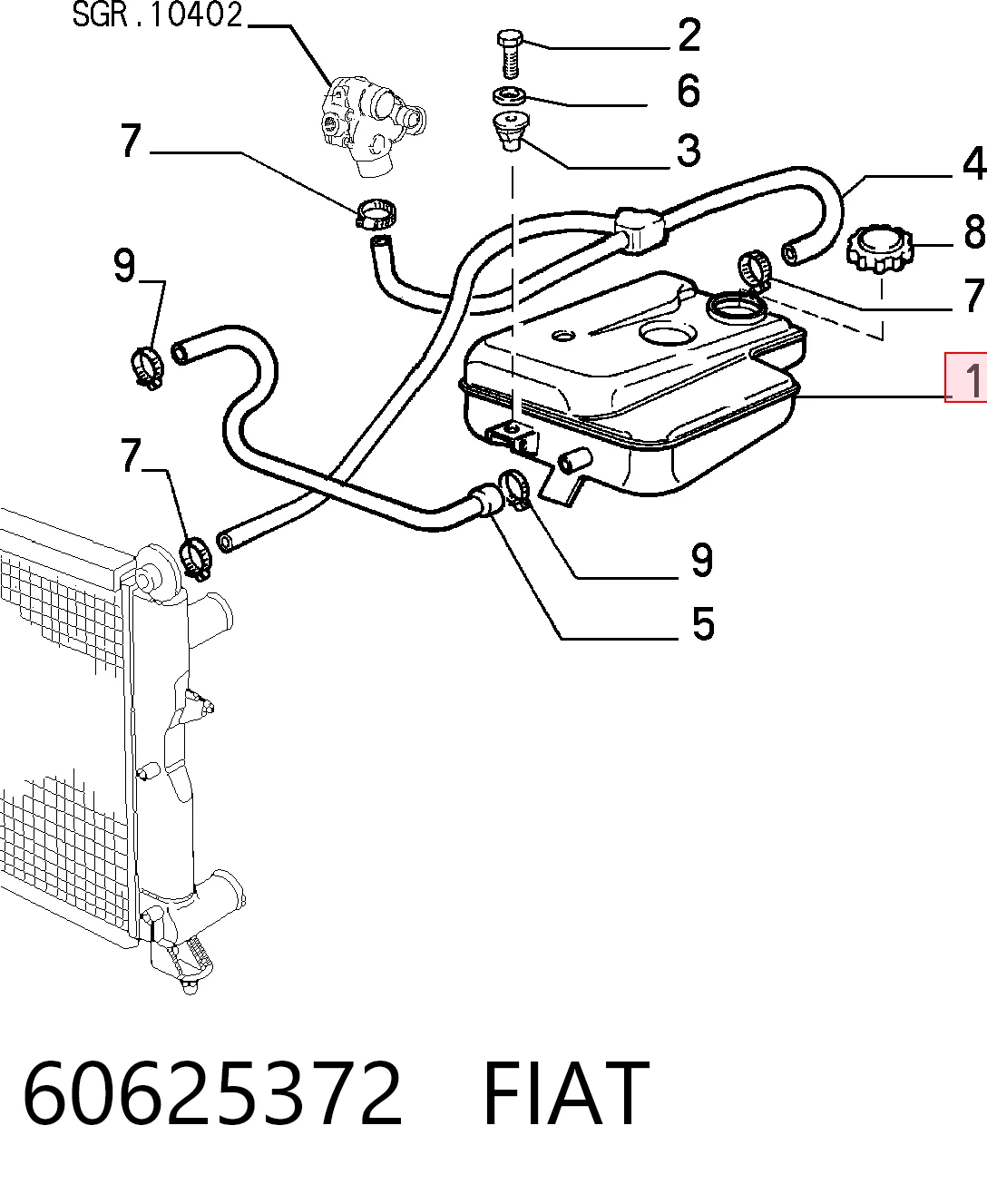 Zbiorniczek wyrównawczy układu chłodzenia Fiat Tempra 