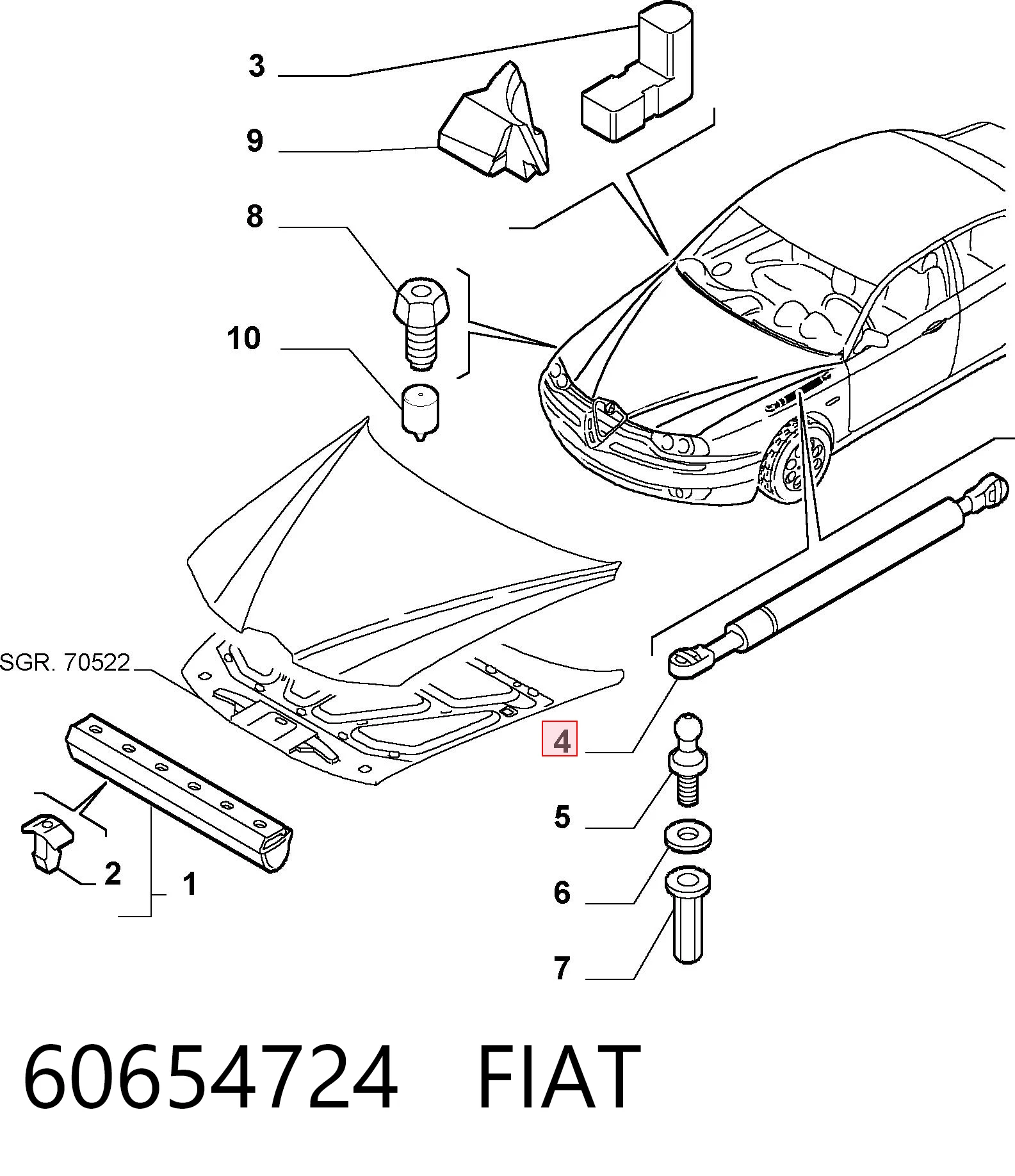 Amortyzator maski do Alfa Romeo 156  932