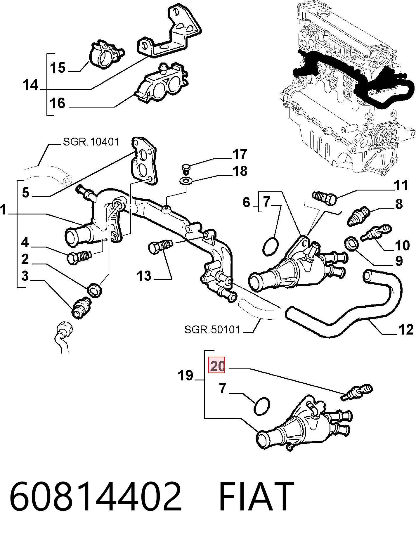 60814402 Fiat/Alfa/Lancia Czujnik temperatury płynu chłodzącego