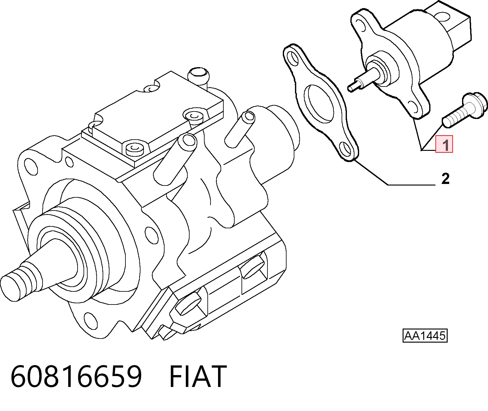 60816659 Fiat/Alfa/Lancia Zawór regulacji ciśnienia (zawór redukcyjny pompy wtryskowej) System Common-Rail