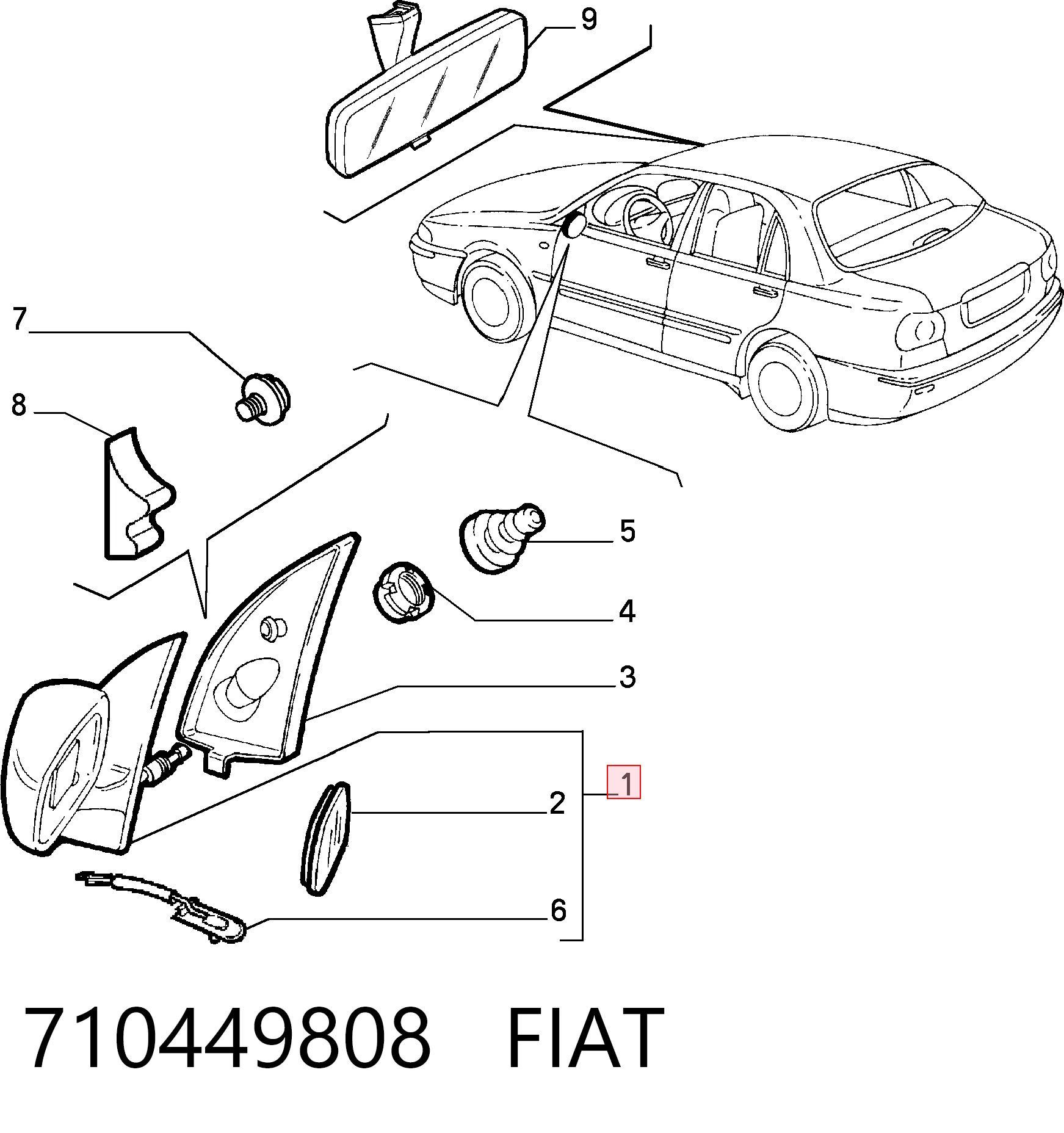 Lusterko wsteczne prawe Fiat Brava hatchback (182) (1995 - 2001) cena, od 46,19 USD