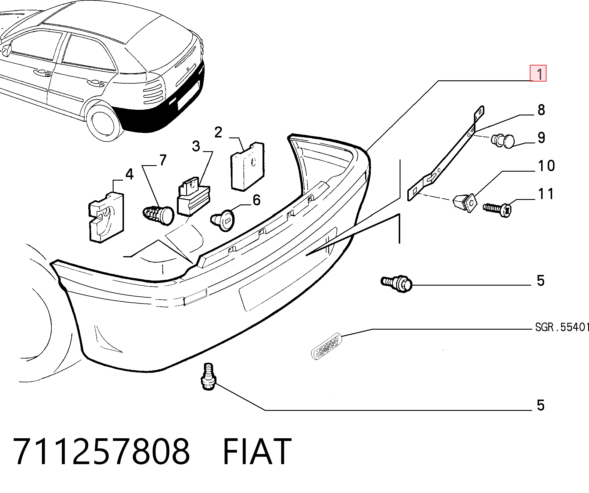 Zderzak tylny do Fiat Brava  182
