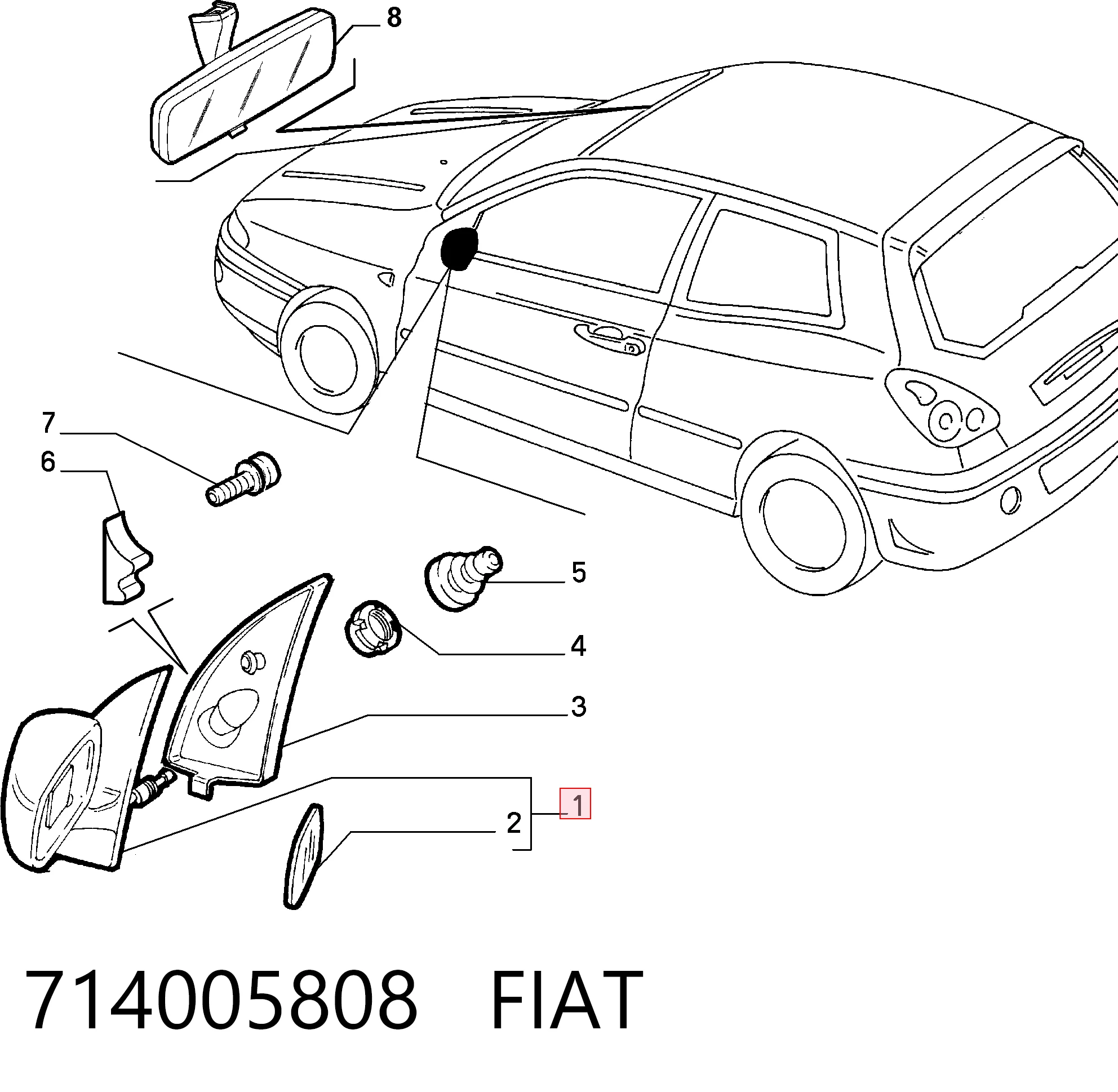 Do koszyka Lusterko wsteczne lewe Fiat Bravo I 182