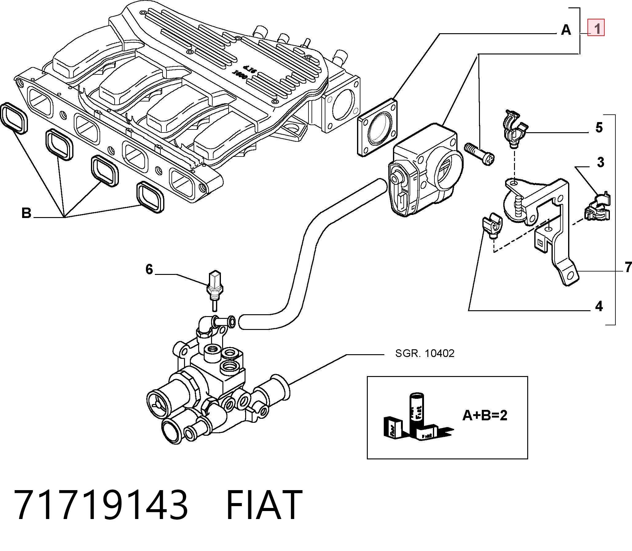 71719143 Fiat/Alfa/Lancia Przepustnica, komplet