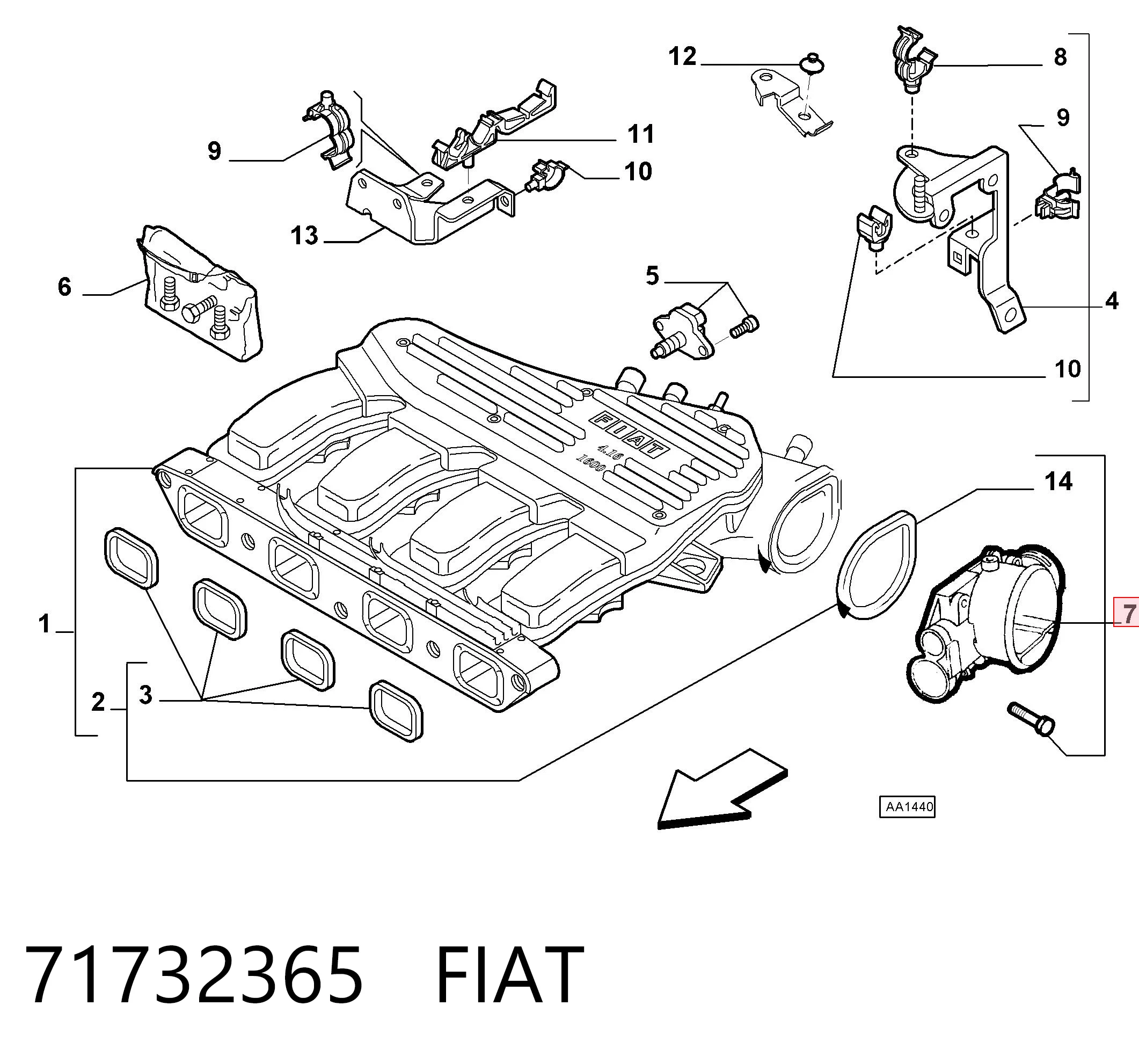71732365 Fiat/Alfa/Lancia Przepustnica, komplet