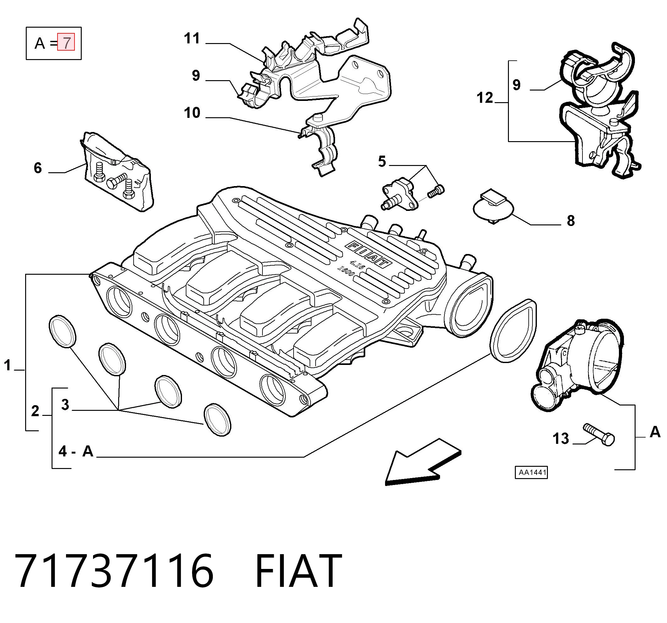 71737116 Fiat/Alfa/Lancia Przepustnica, komplet