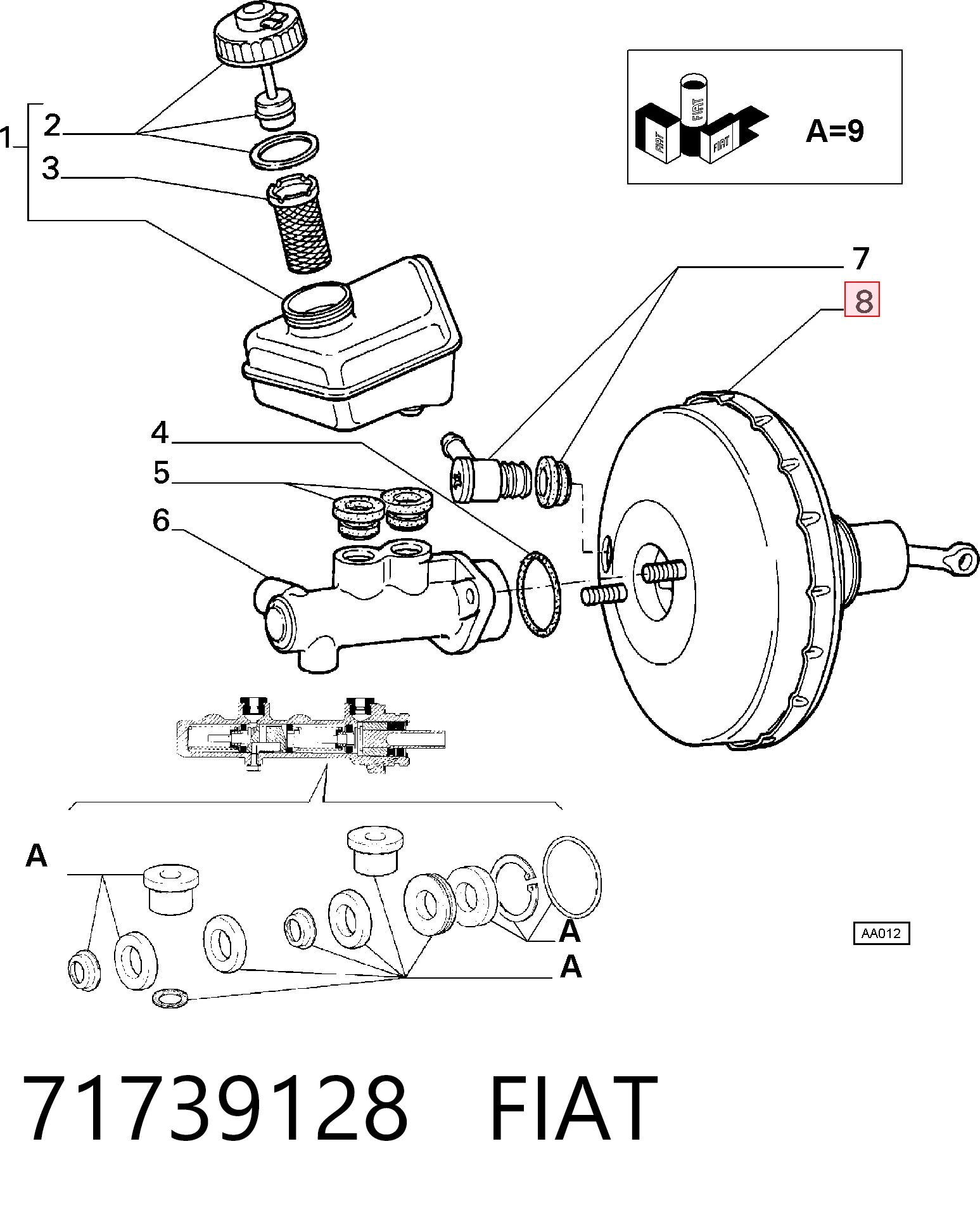 Główny cylinder hamulców Fiat Fiorino 