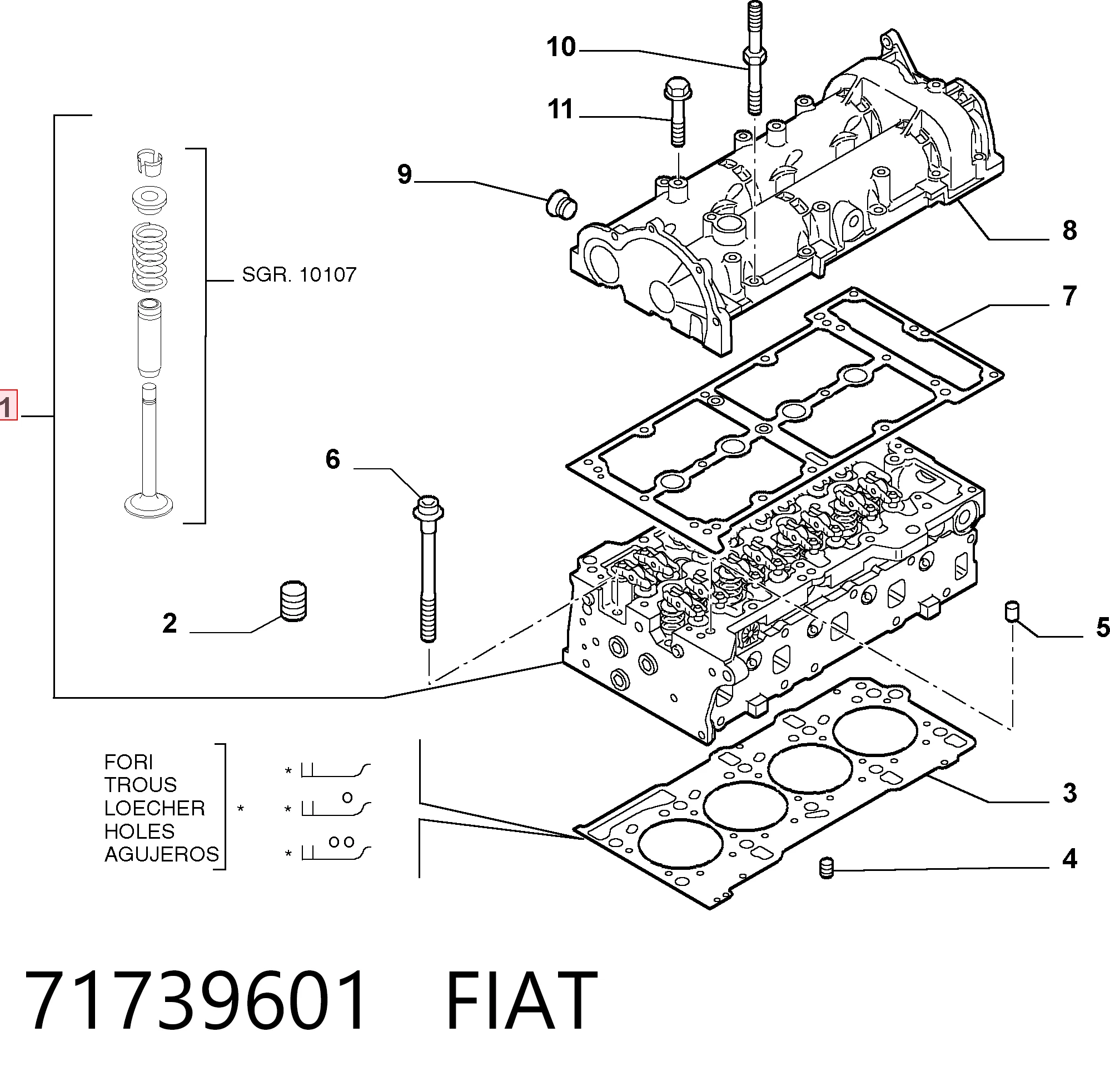 71739601 Fiat/Alfa/Lancia Głowica cylindrów