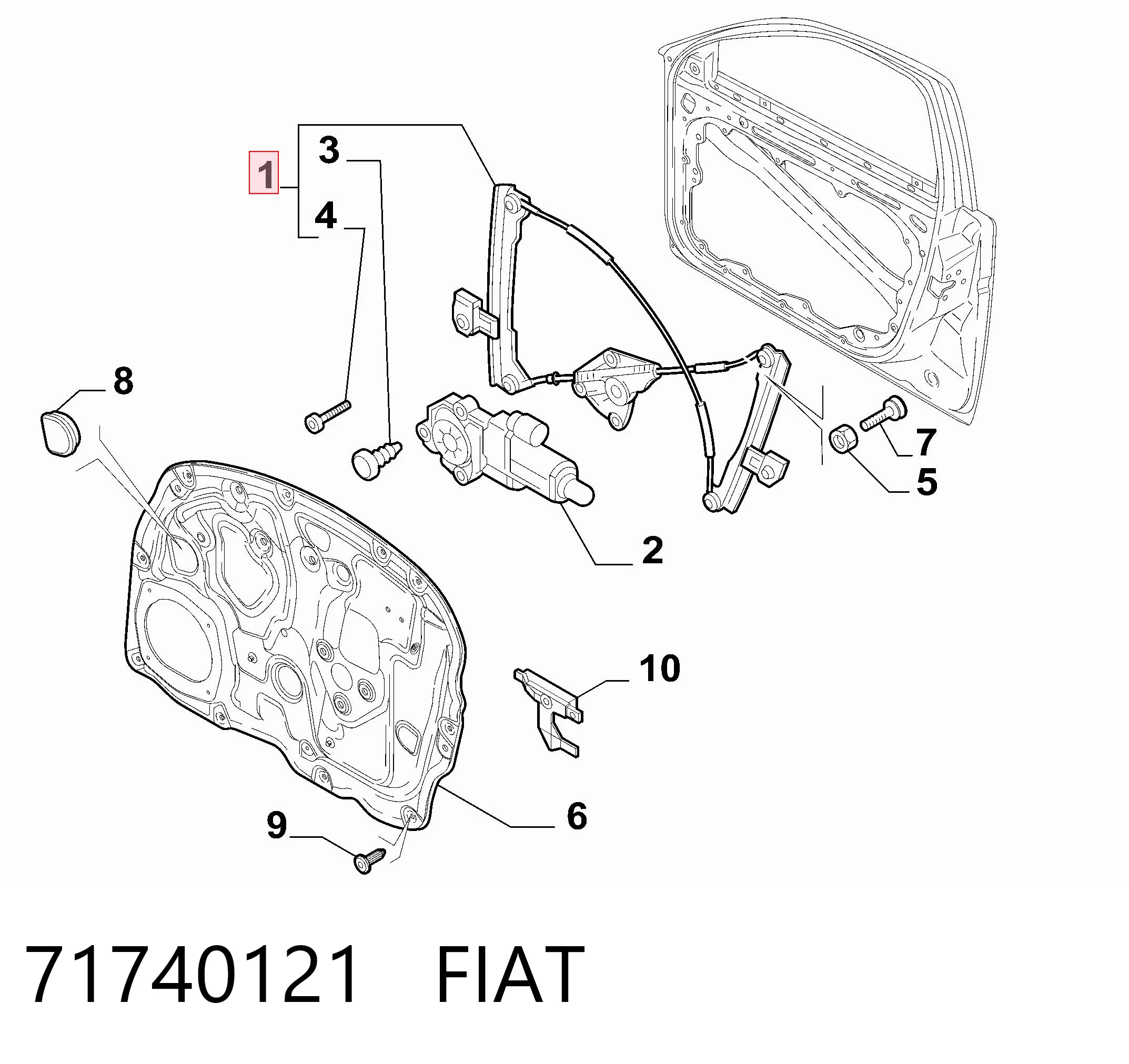 Mechanizm podnoszenia szyby drzwi przednich prawych do Alfa Romeo 159  939