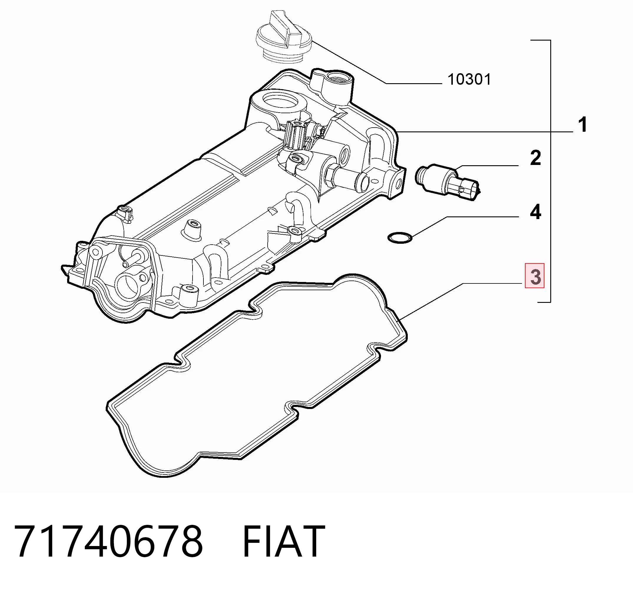 71740678 Fiat/Alfa/Lancia Uszczelka pokrywy zaworowej silnika, zestaw