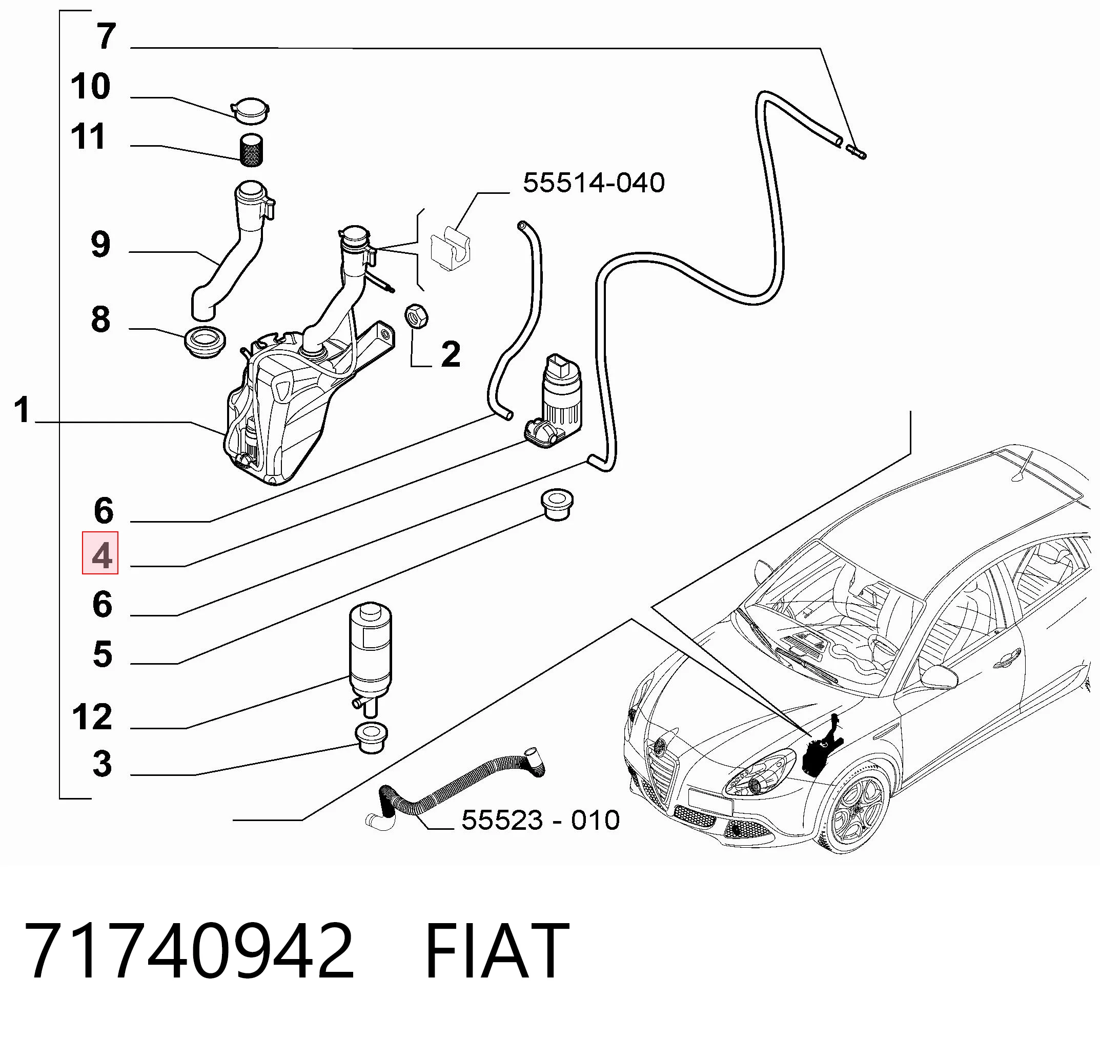 Pompka spryskiwacza szyby przedniej Fiat Doblo II