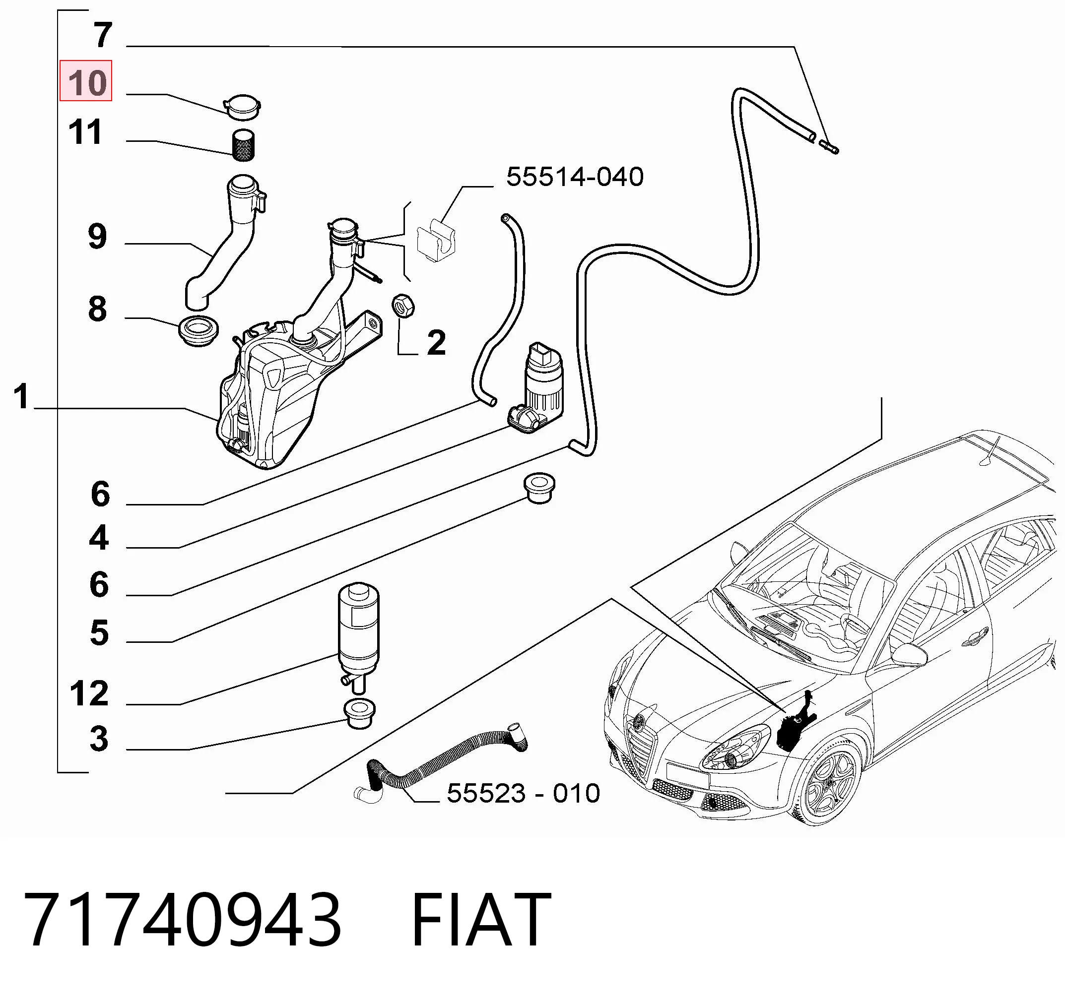 71740943 Fiat/Alfa/Lancia Korek zbiornika spryskiwacza