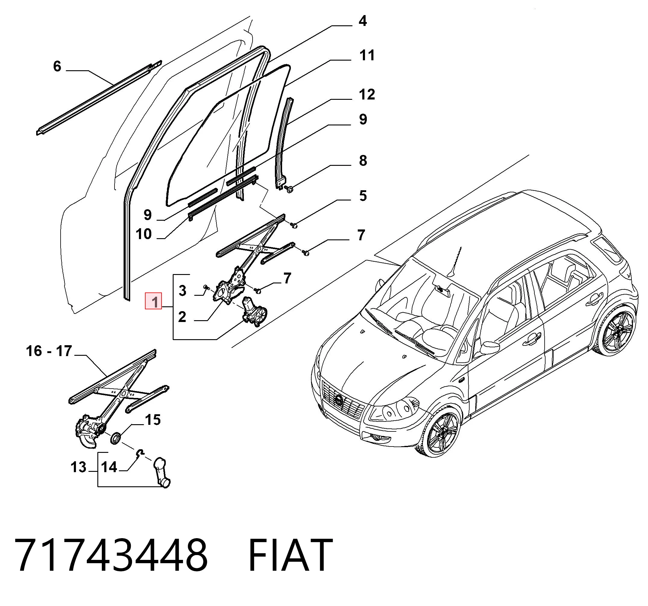  Mechanizm podnoszenia szyby drzwi przednich lewych Suzuki SX4 