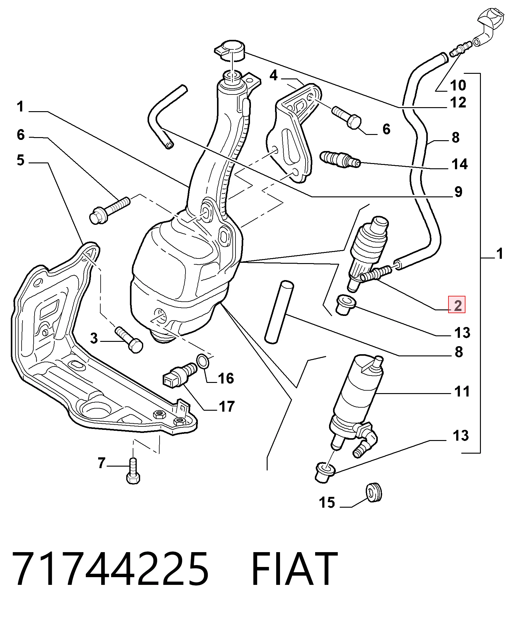 Pompka spryskiwacza szyby przedniej do Fiat Doblo II 263