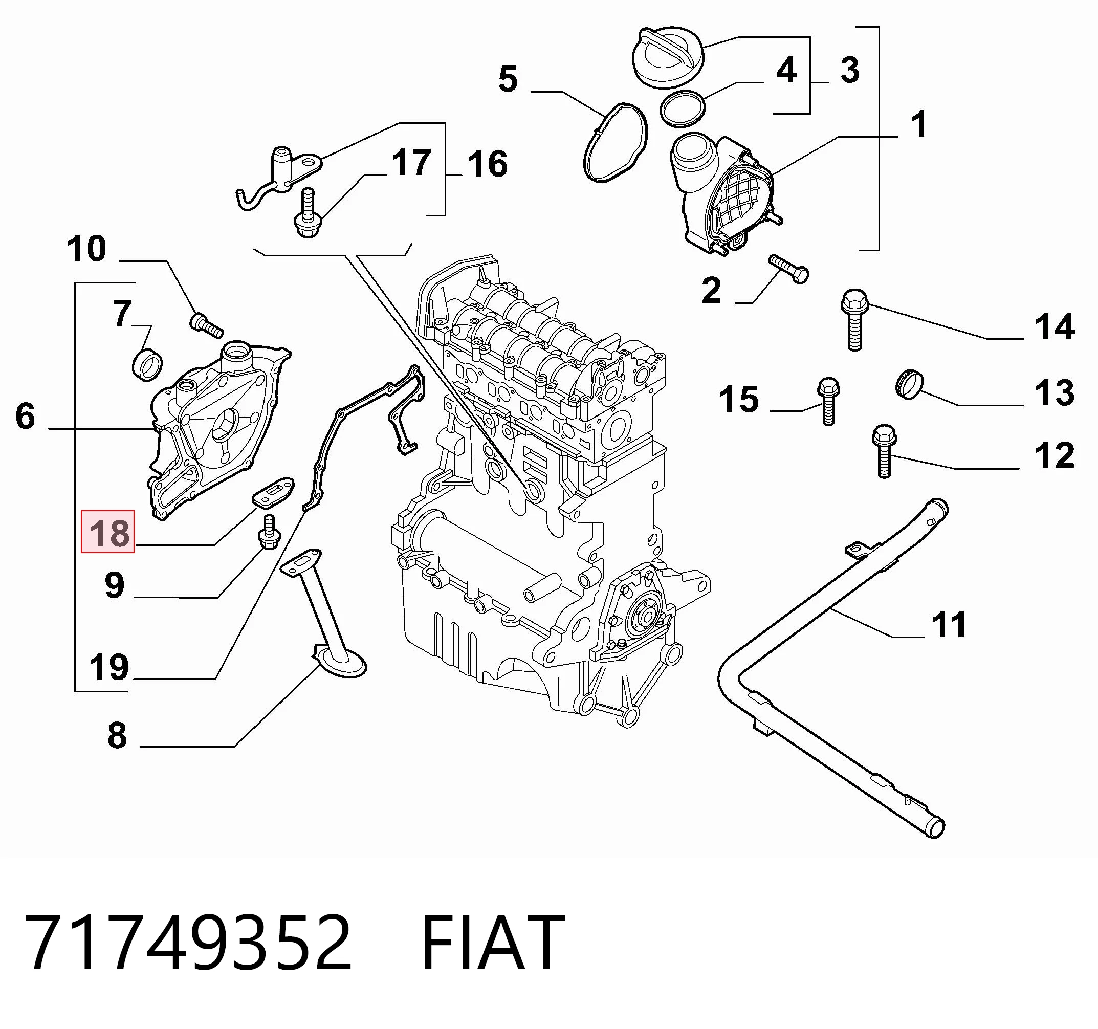 71749352 Fiat/Alfa/Lancia Uszczelka pompy oleju