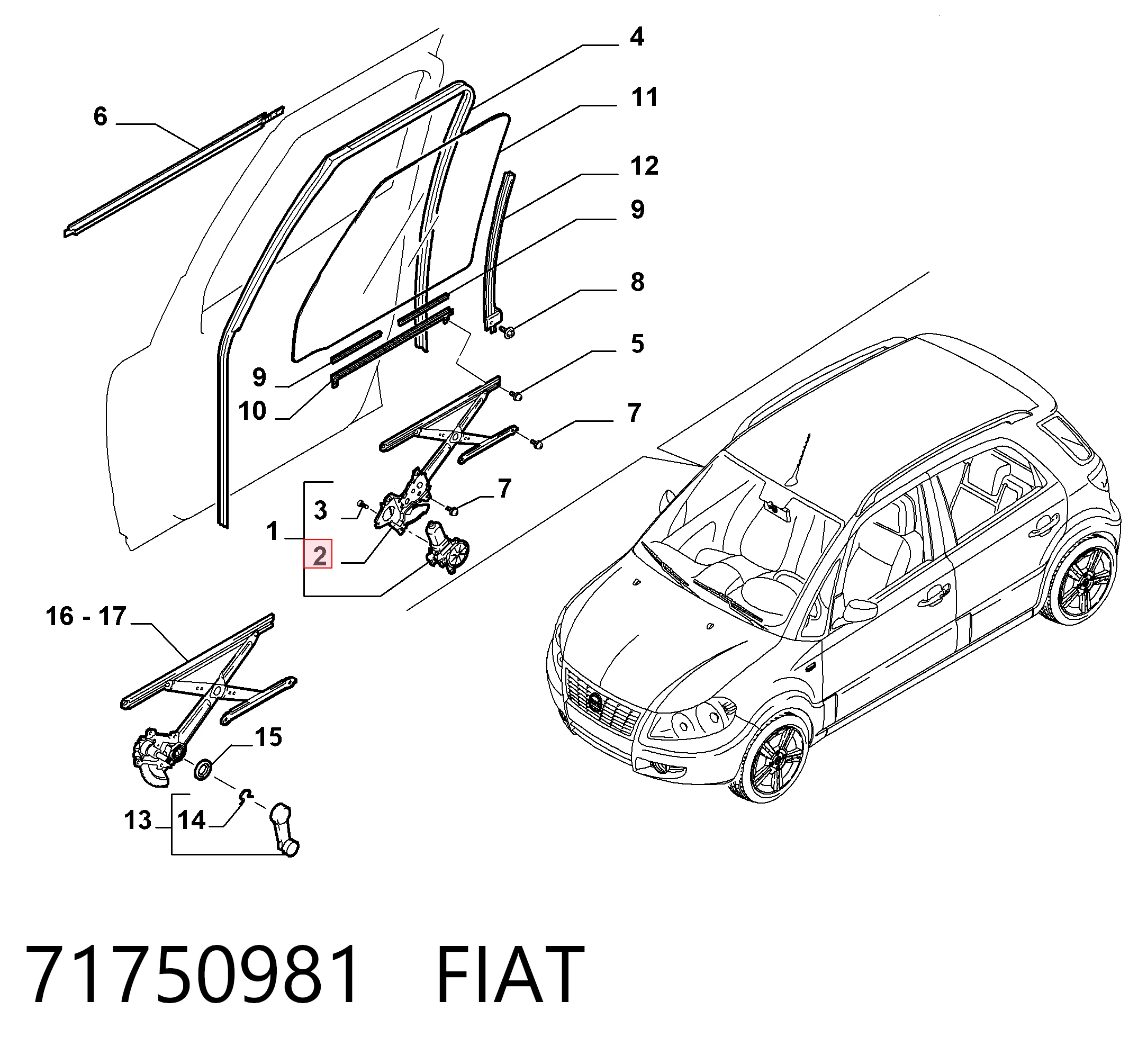 Mechanizm podnoszenia szyby drzwi przednich lewych do Suzuki SX4  GY