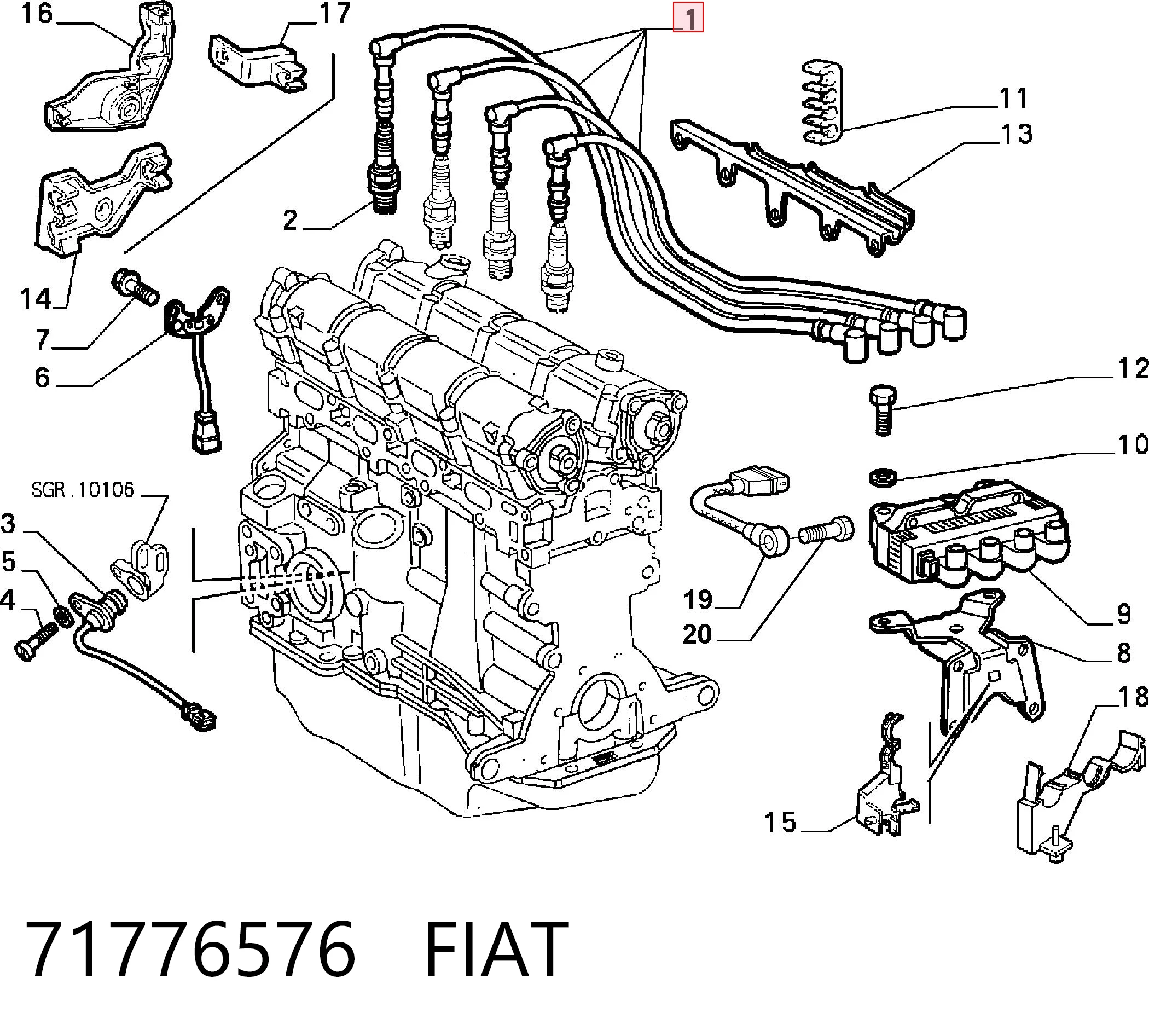  Zestaw przewodów wysokiego napięcia Fiat Doblo 1