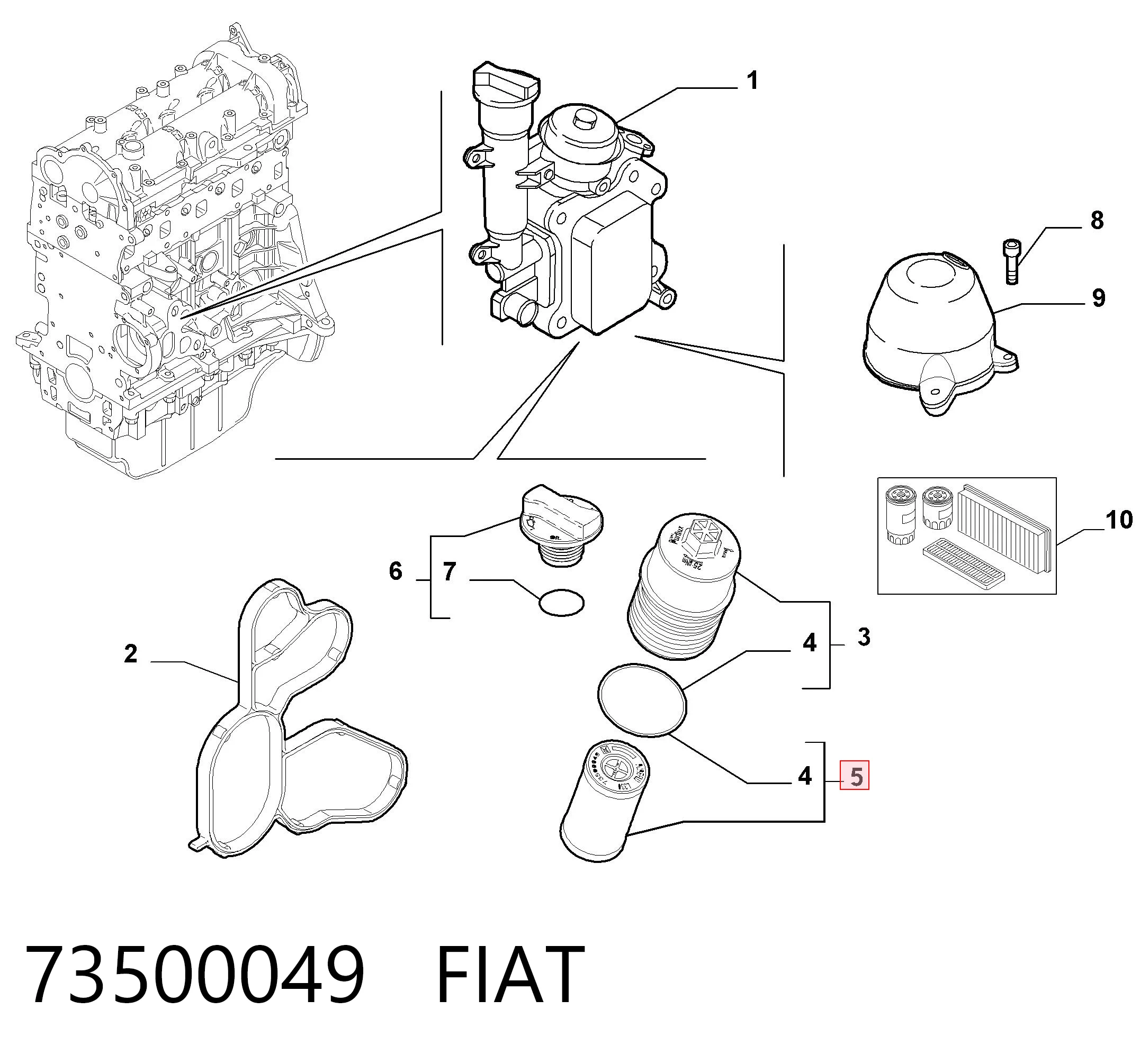 73500049 Fiat/Alfa/Lancia Filtr oleju