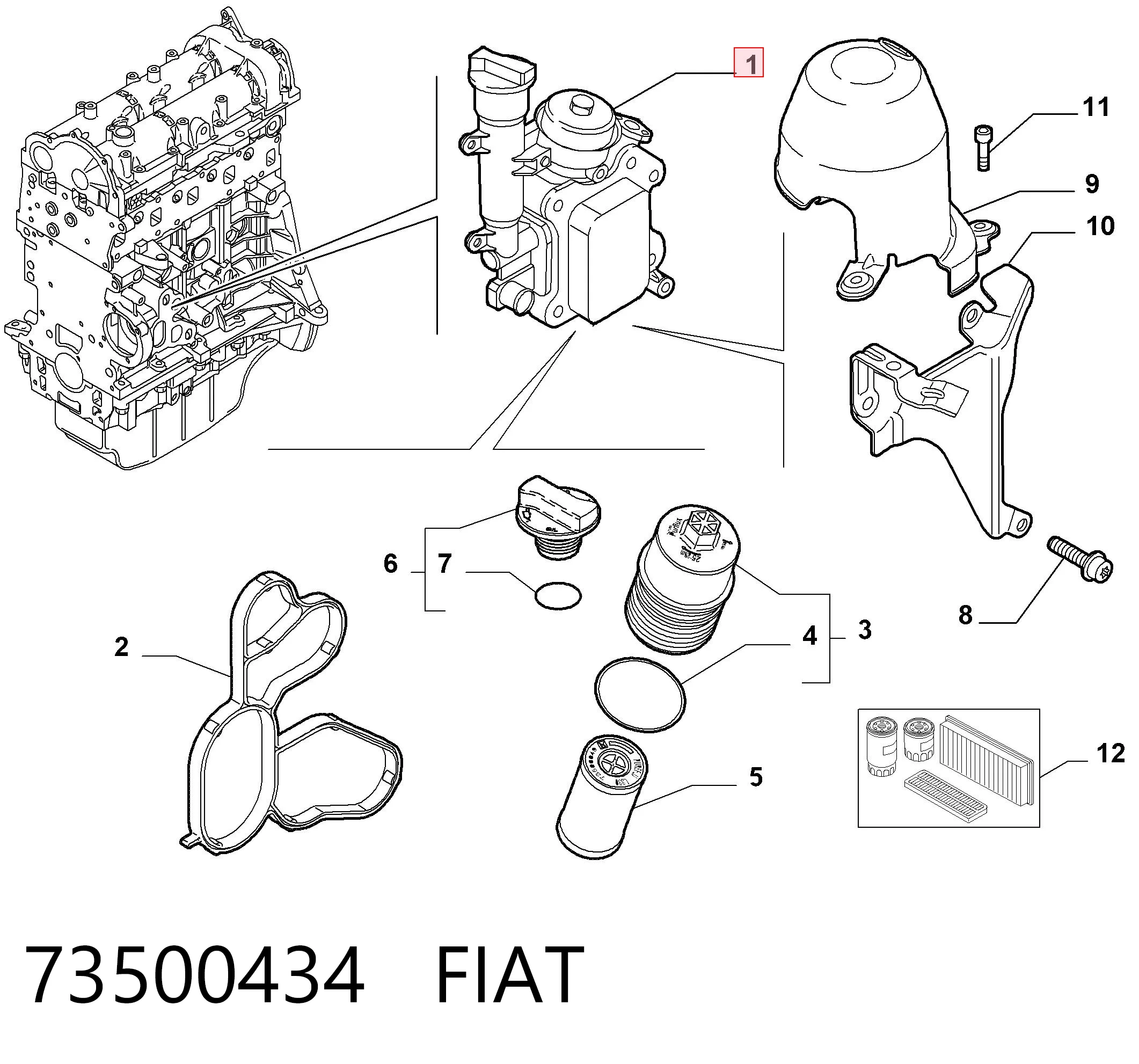 73500434 Fiat/Alfa/Lancia Obudowa filtra oleju