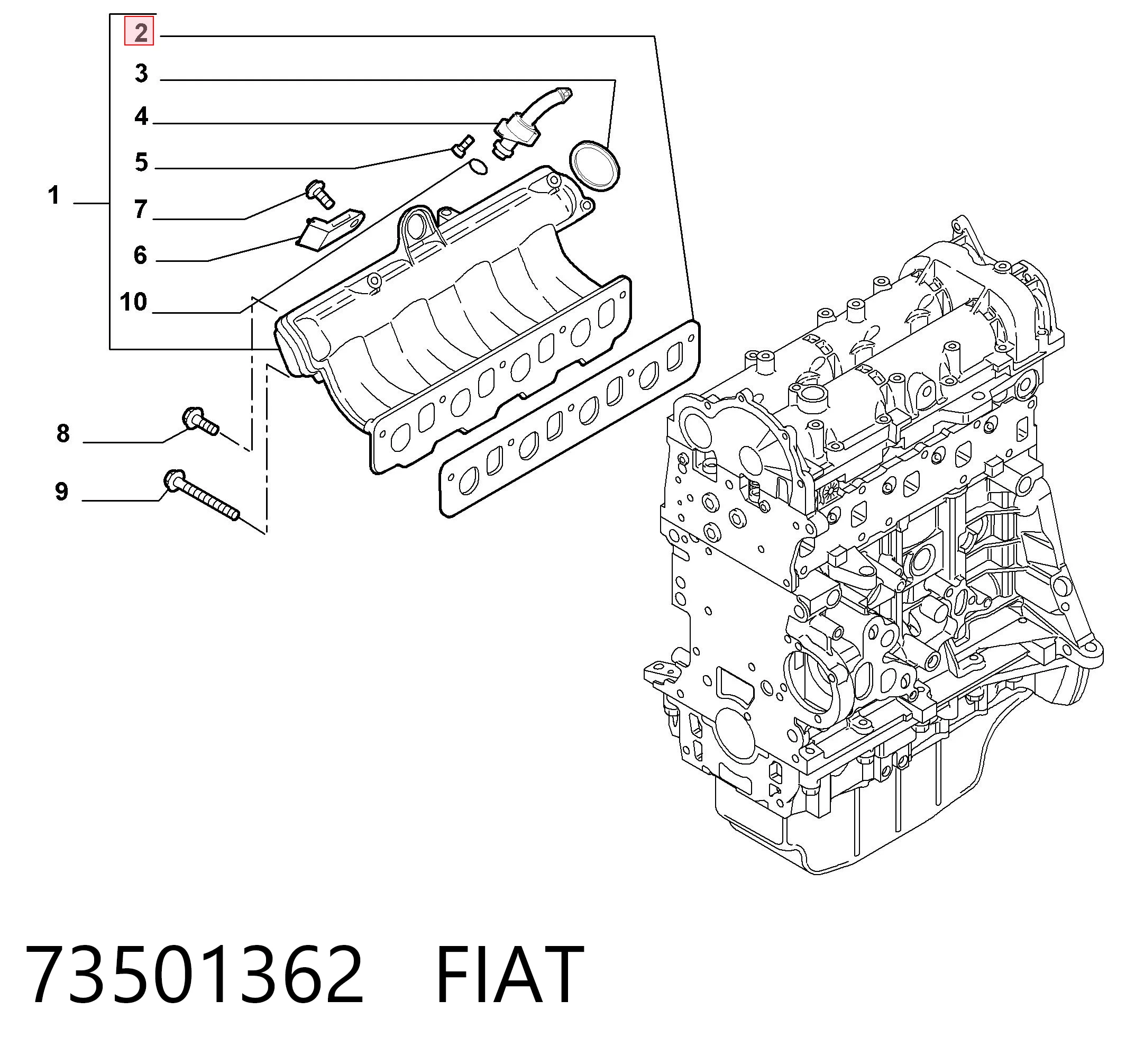  Uszczelka kolektora ssącego Fiat Doblo 1