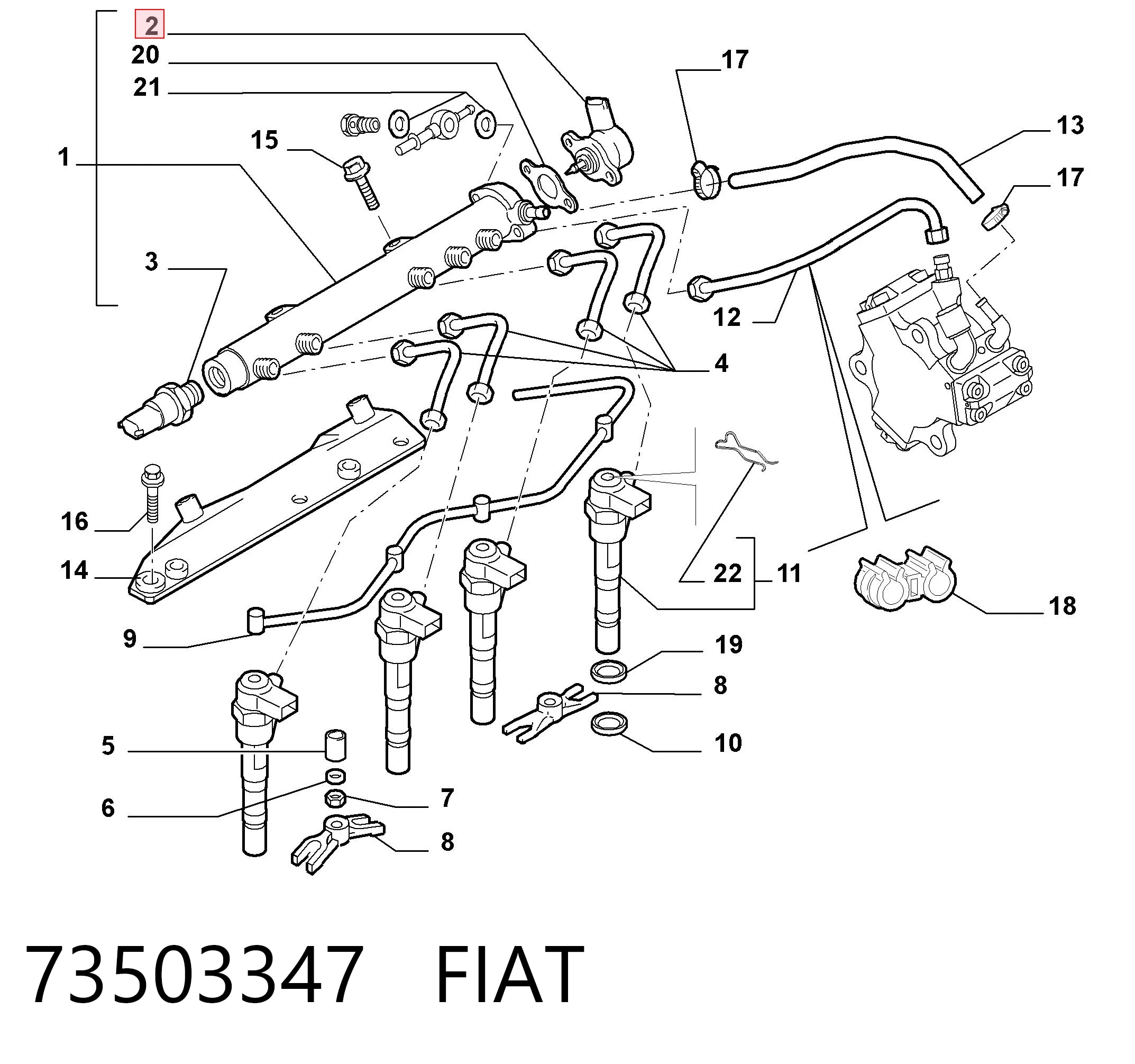 73503347 Fiat/Alfa/Lancia Regulator ciśnienia paliwa w listwie paliwowej
