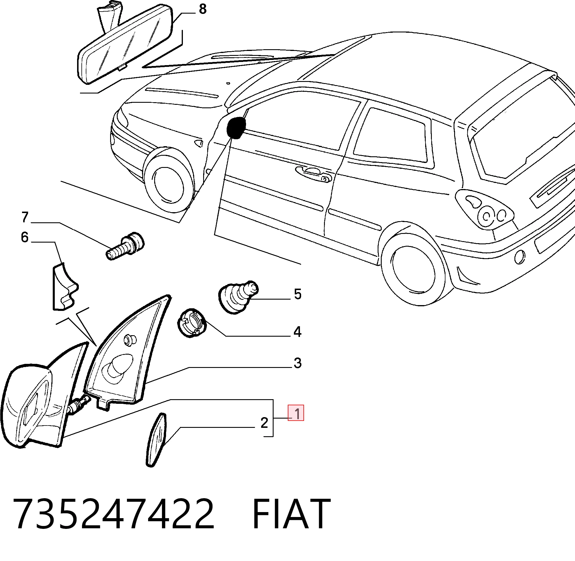  Lusterko wsteczne lewe Fiat Bravo 1