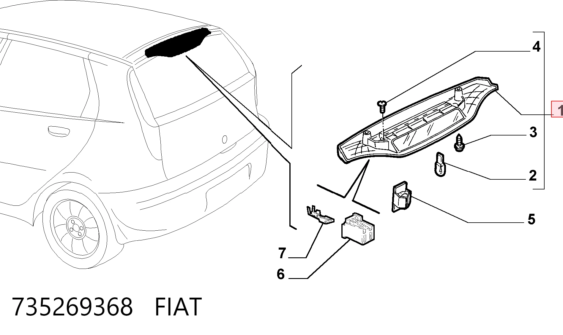Lampa stop tylna dodatkowa do Fiat Punto II 188