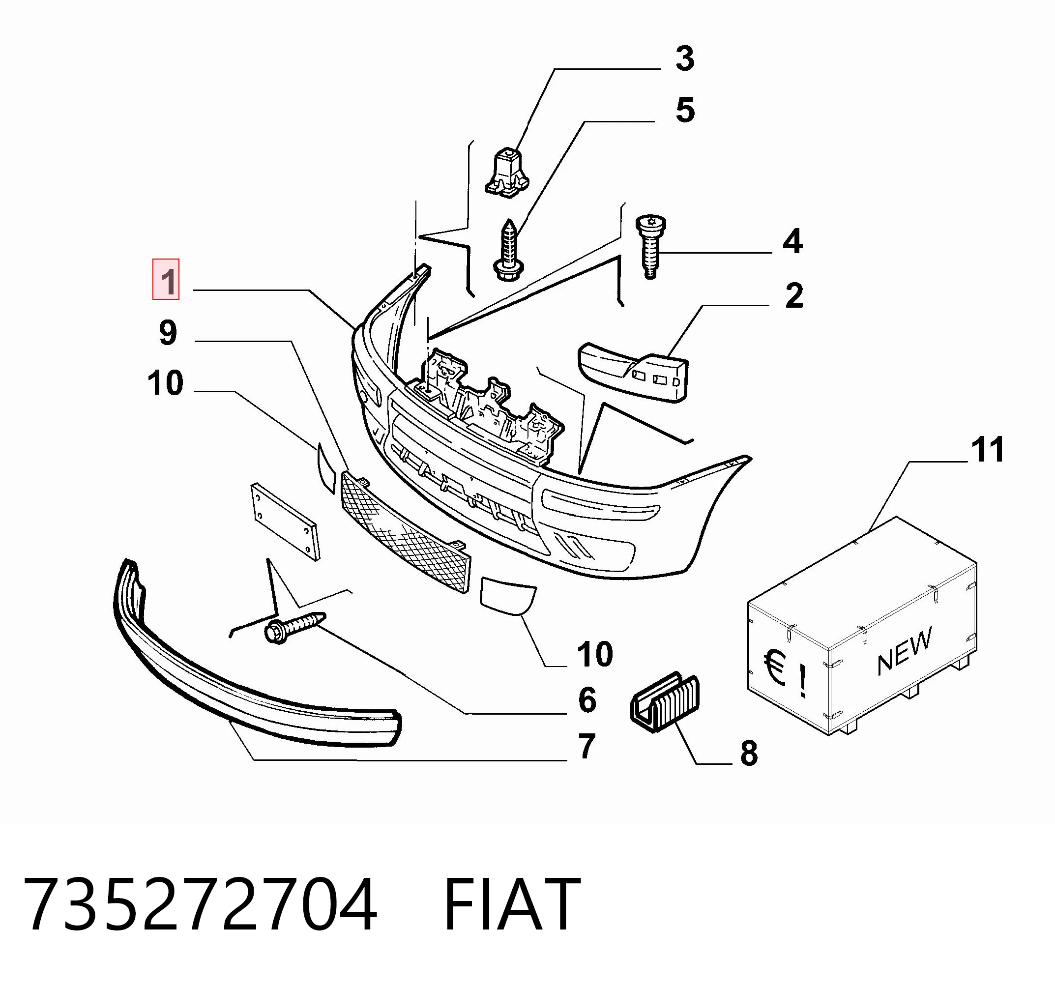 Zderzak przedni Fiat Punto II