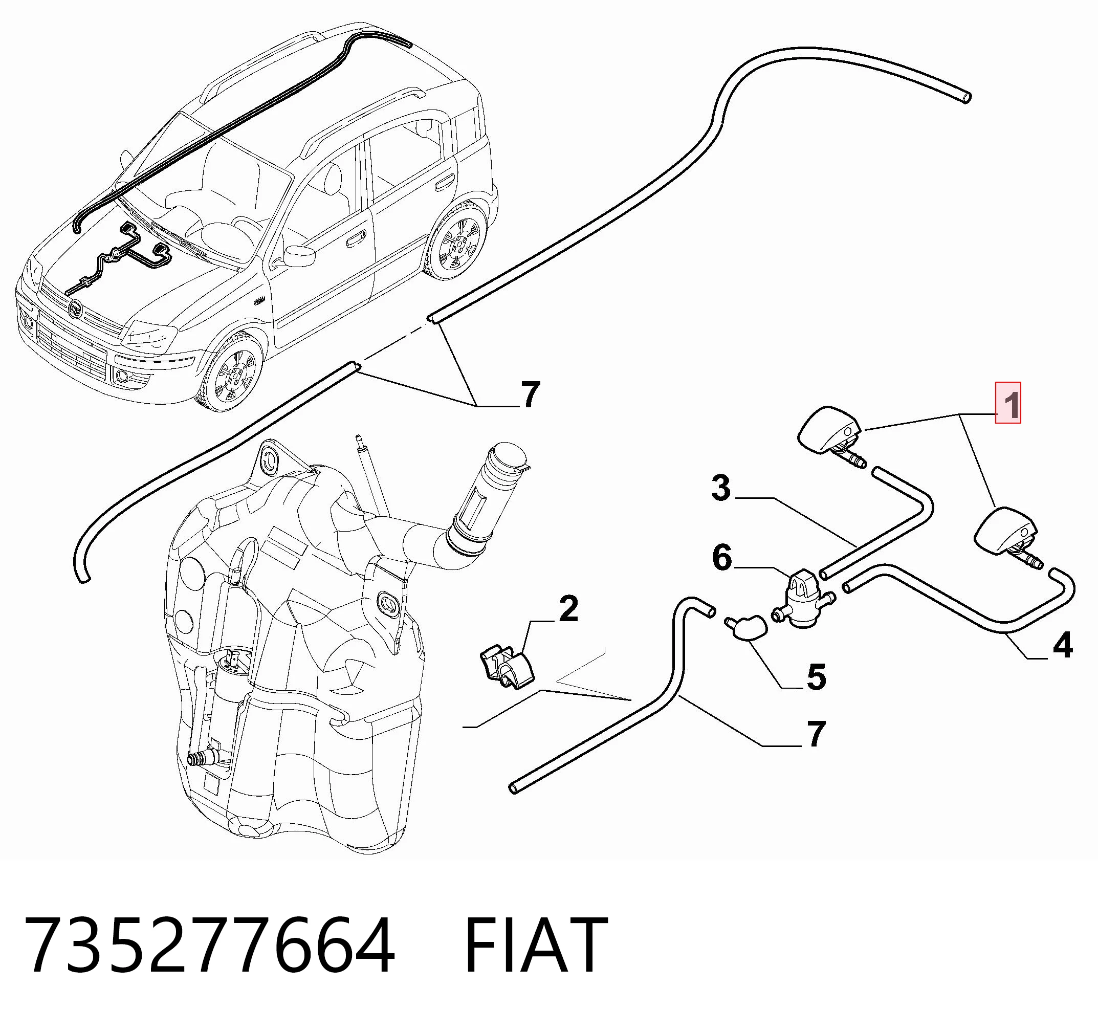 Dysza spryskiwacza szyby przedniej do Fiat Albea  172