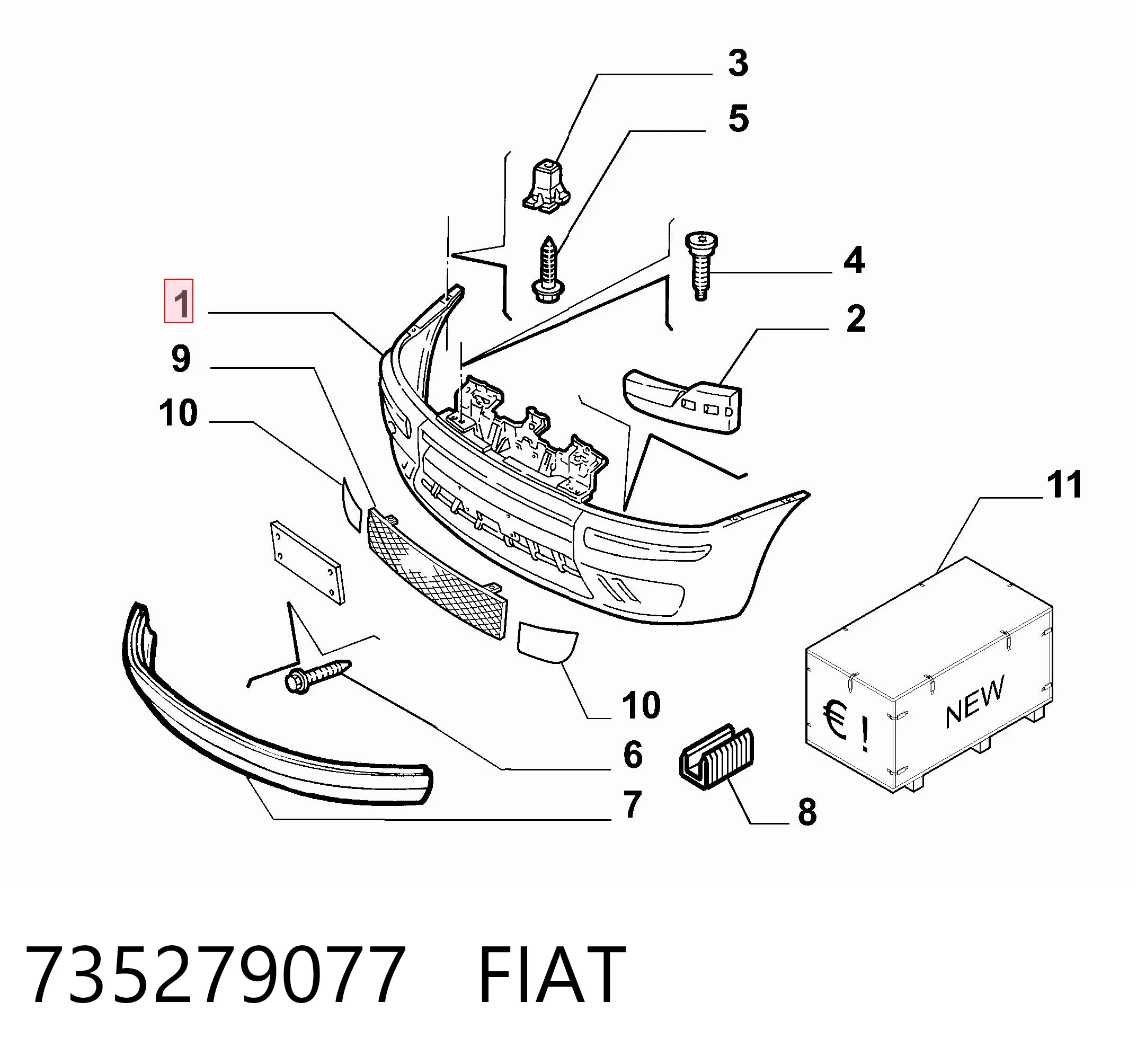 Zderzak przedni do Fiat Punto II 188