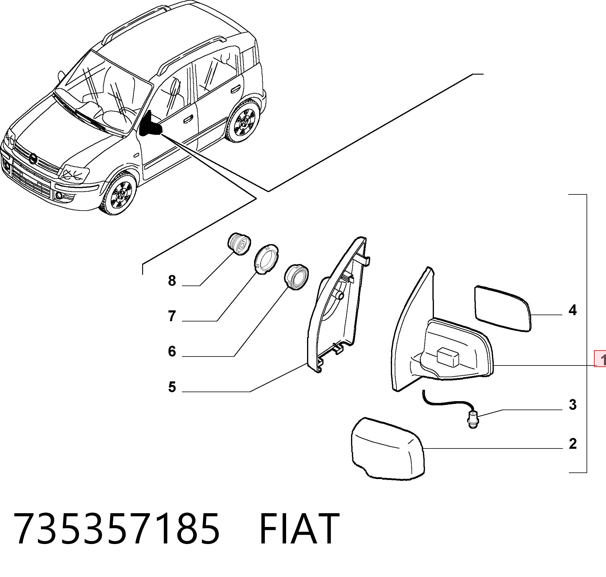  Lusterko wsteczne prawe Fiat Panda 2