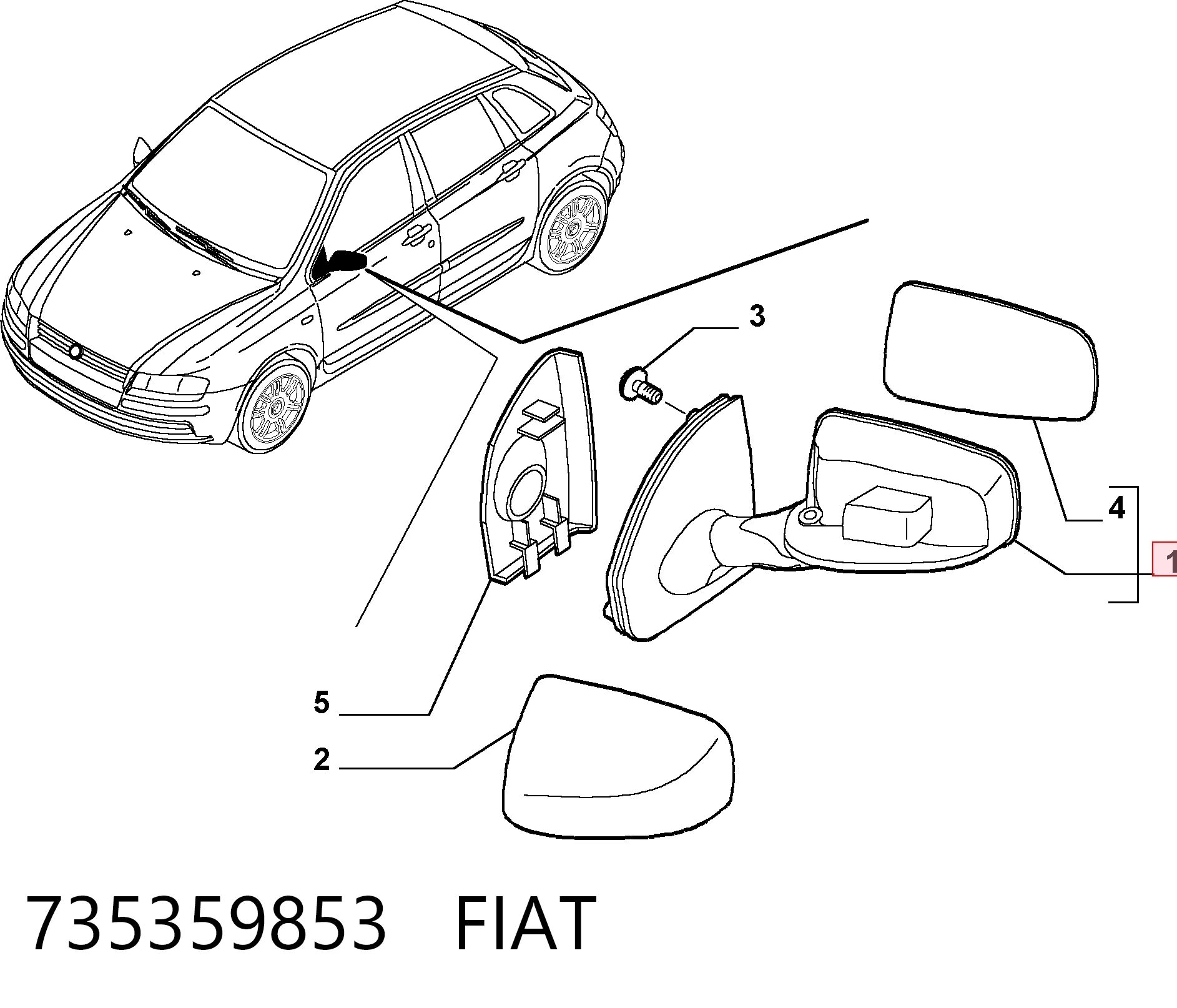 Do koszyka Lusterko wsteczne lewe Fiat Stilo  192