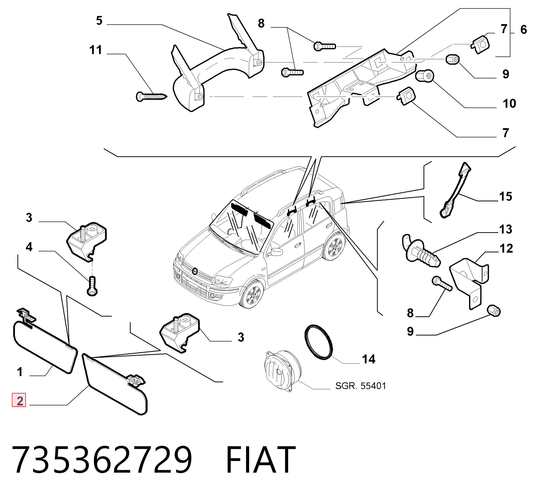 Osłona przeciwsłoneczna do Fiat Panda II 169A