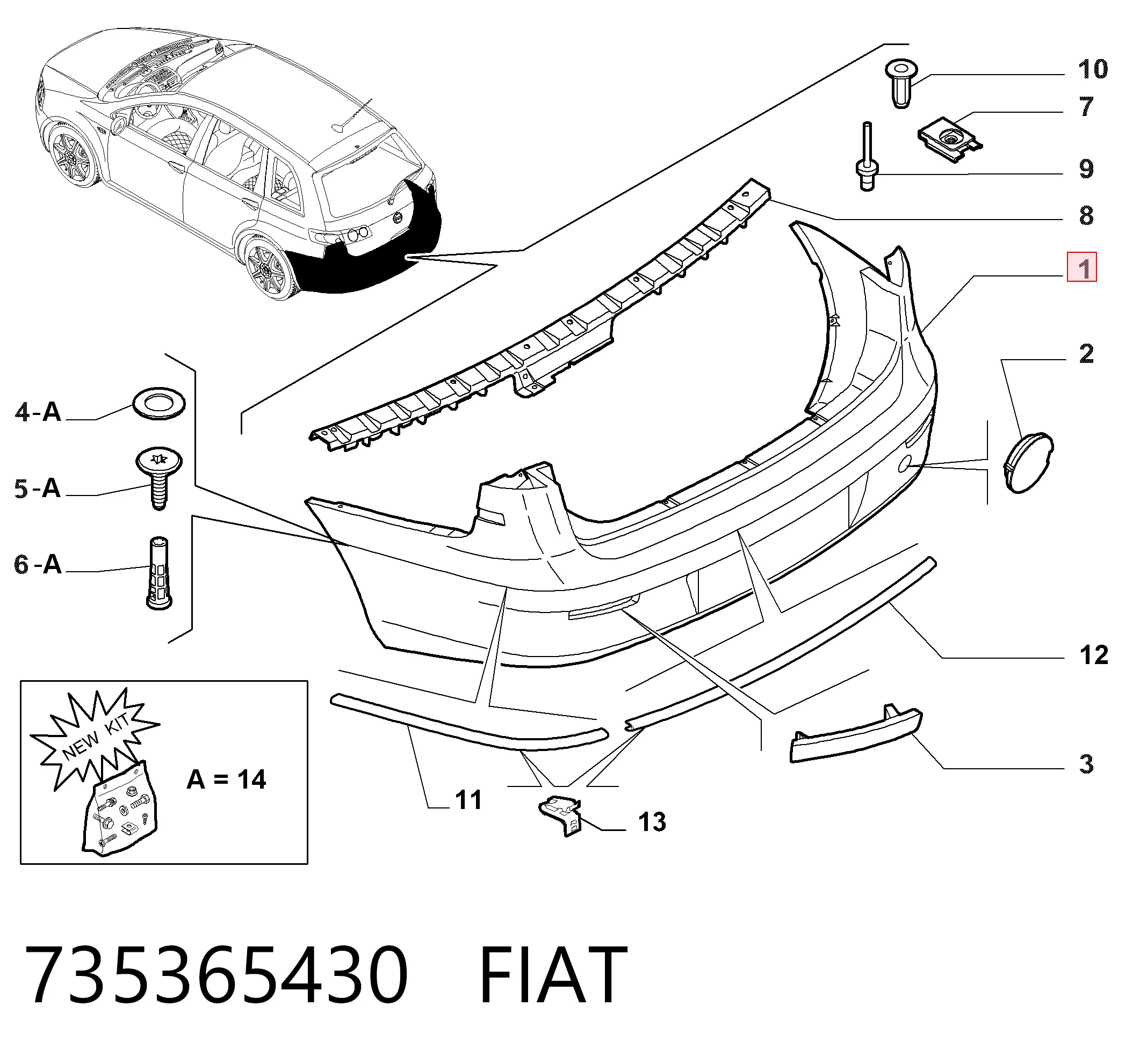 Zderzak tylny do Fiat Croma II 194