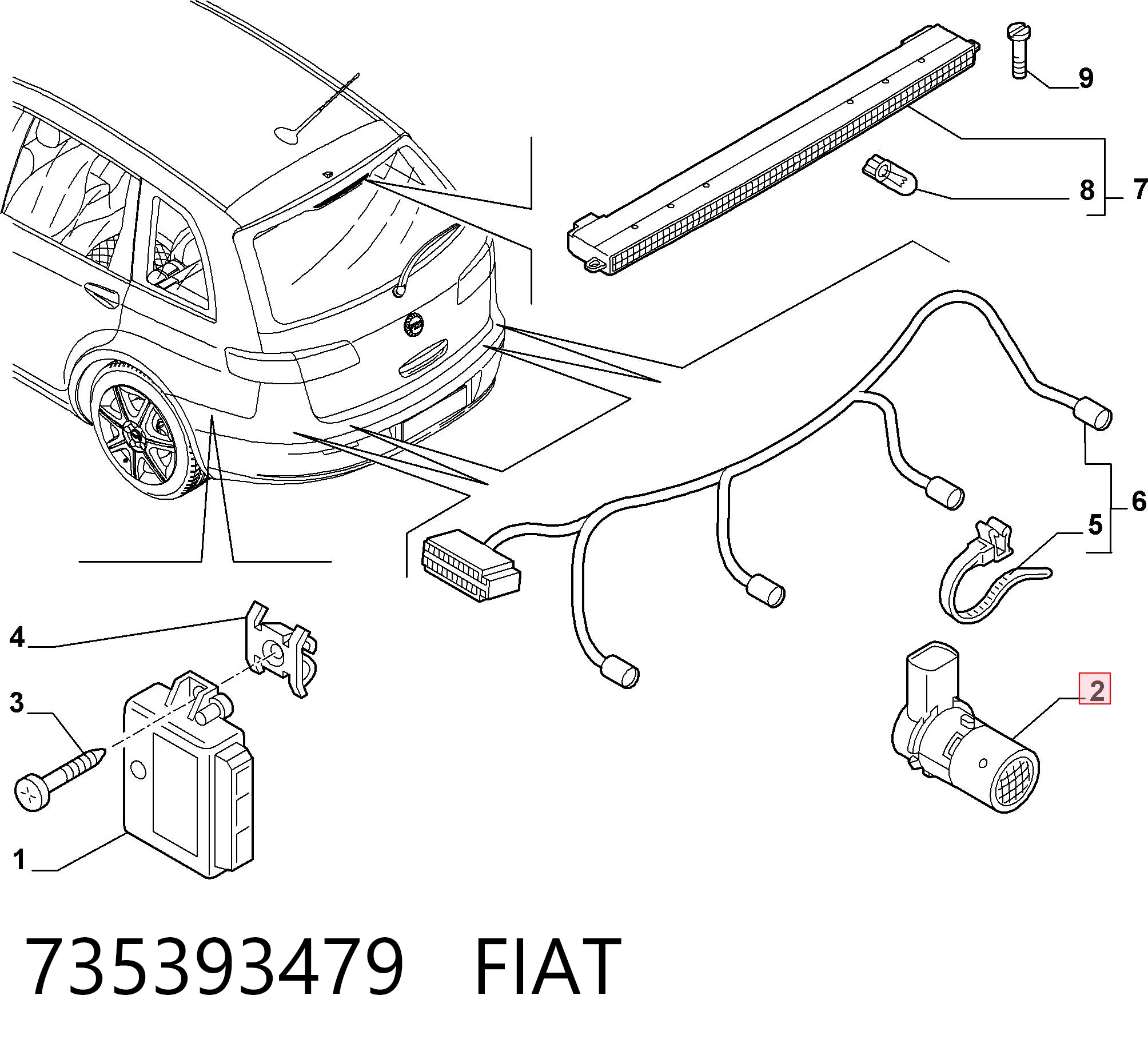 735393479 Fiat/Alfa/Lancia Czujnik parkowania tylny