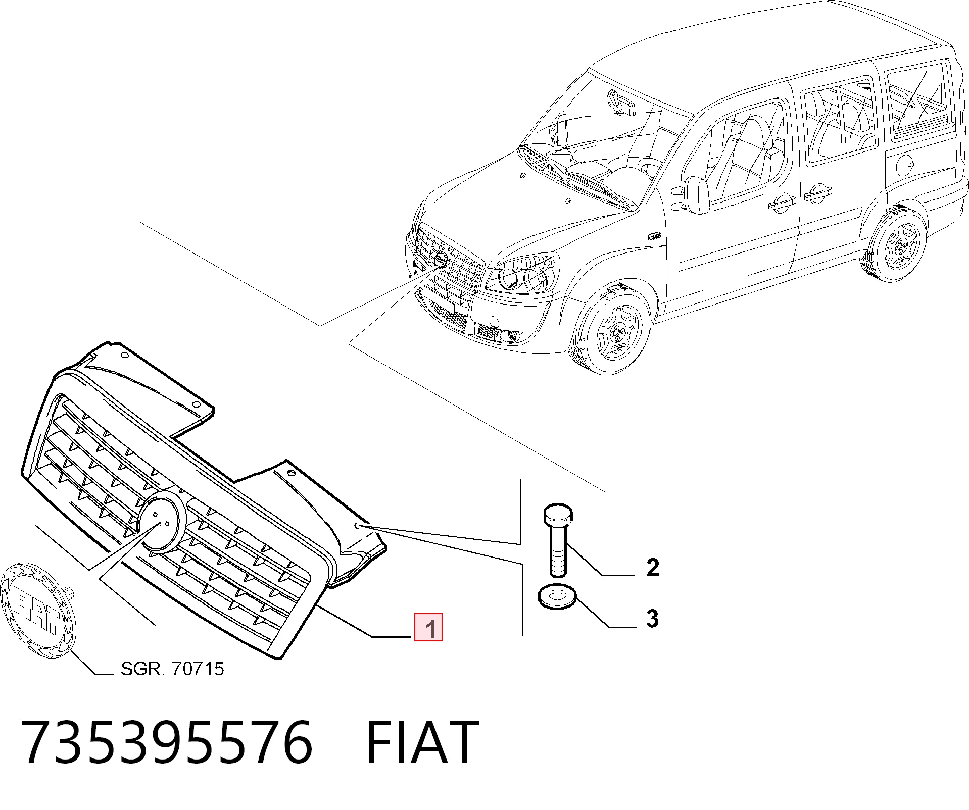 Atrapa chłodnicy do Fiat Doblo I 223
