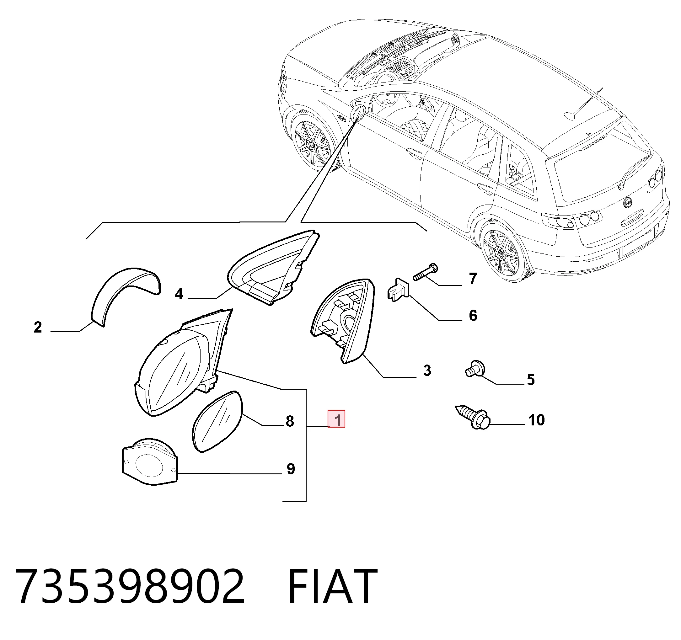 Lusterko wsteczne lewe Fiat Croma II kombi (194) (2005 - 2011) cena, od 69,52 USD
