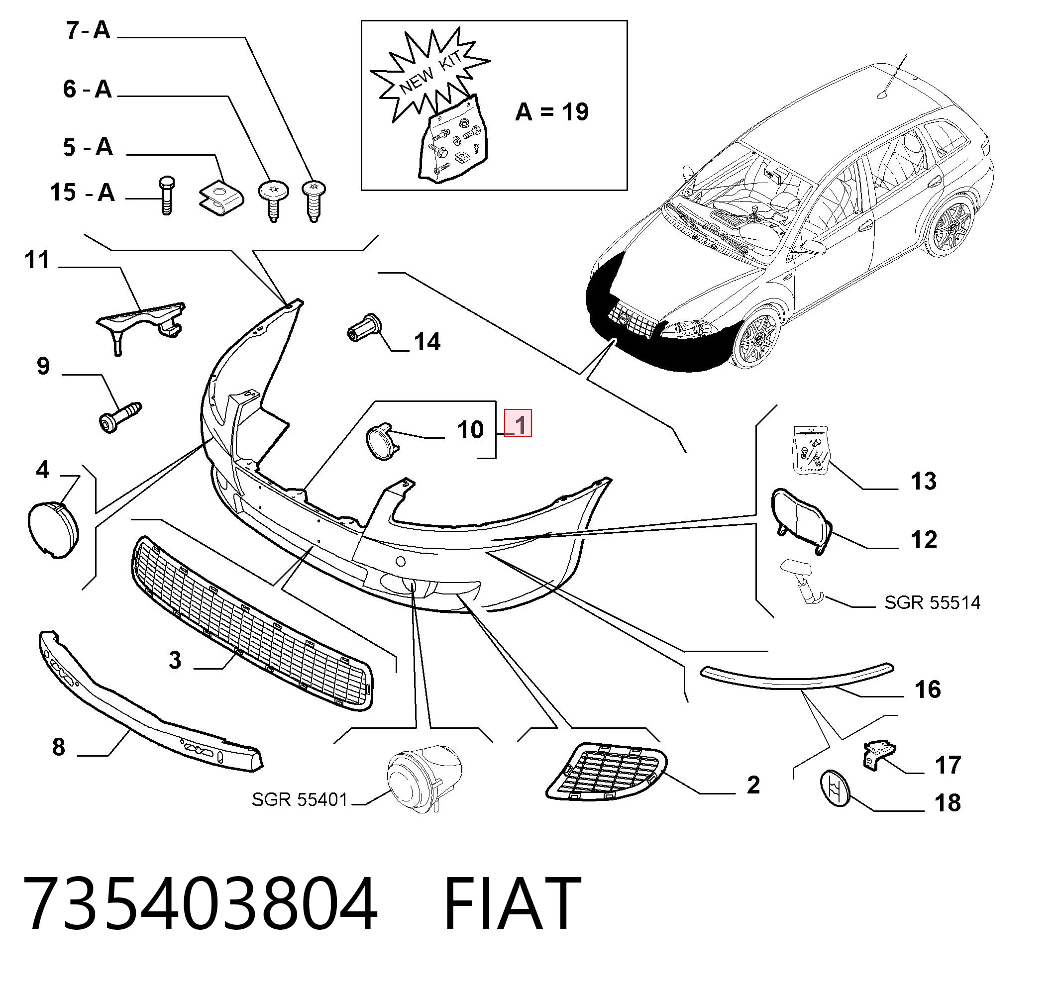 Do koszyka Zderzak przedni Fiat Croma II 194