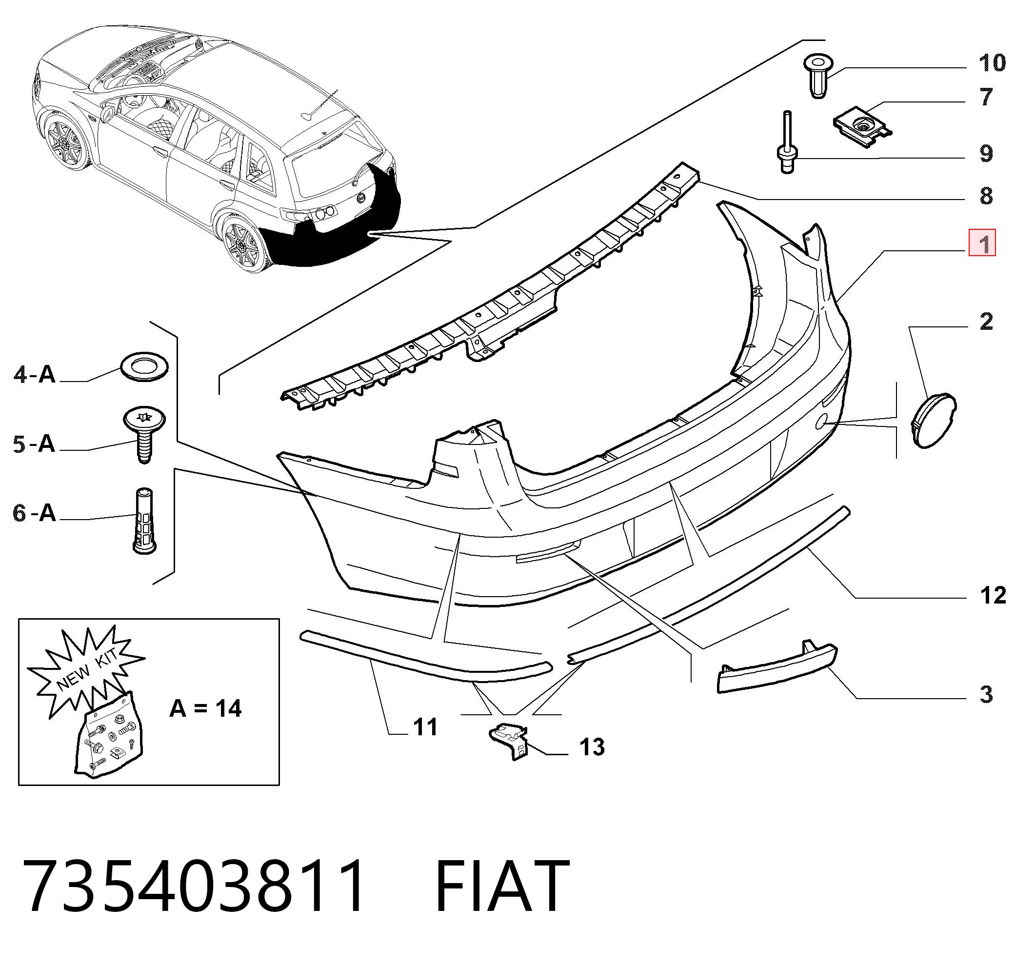 Zderzak tylny Fiat Croma II kombi (194) (2005 - 2011) cena, od 188,21 USD