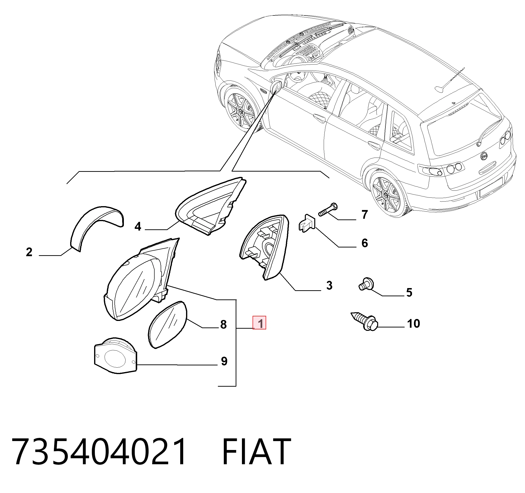 Do koszyka Lusterko wsteczne prawe Fiat Croma II 194