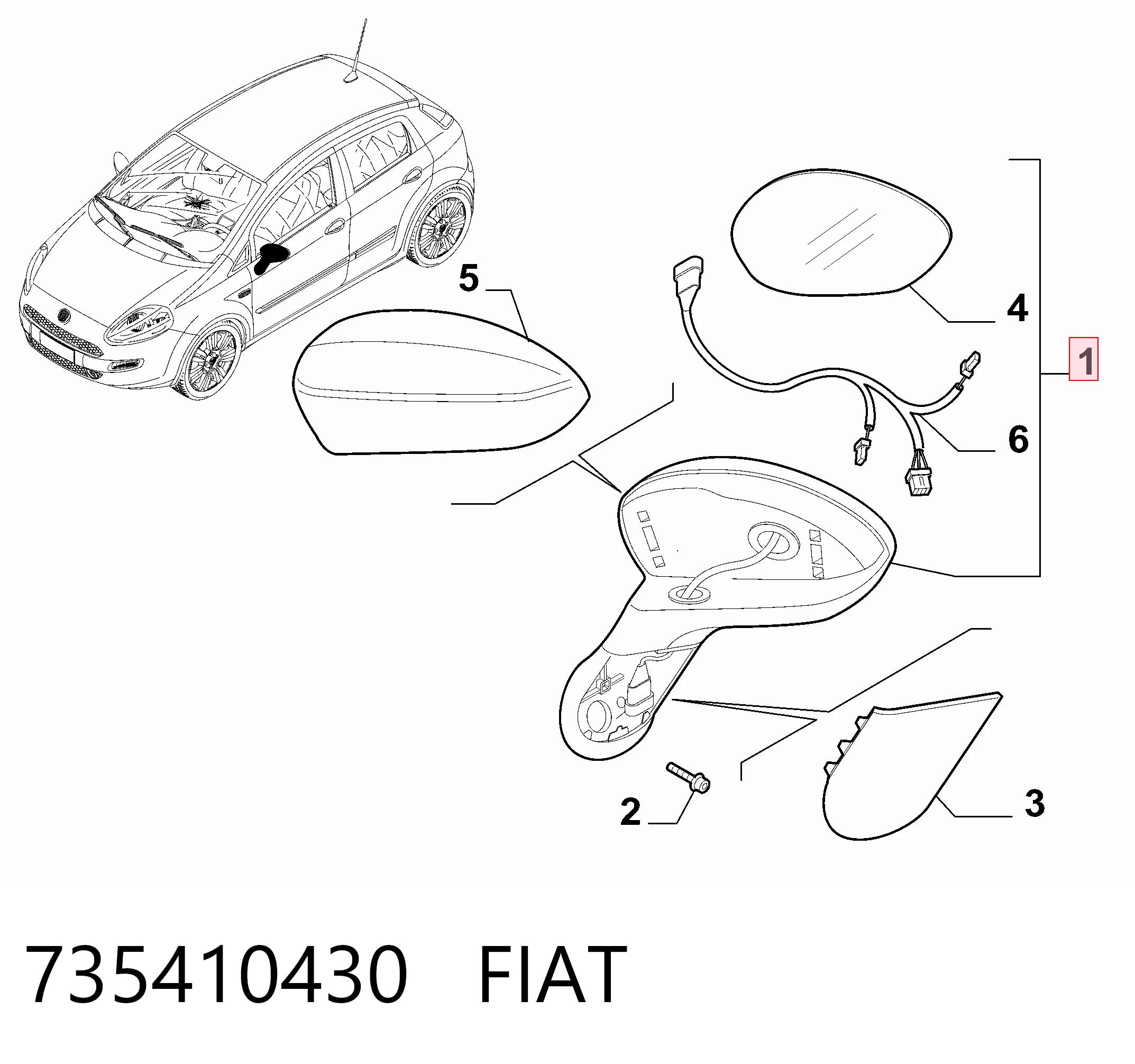 Do koszyka Lusterko wsteczne prawe Fiat Linea  323