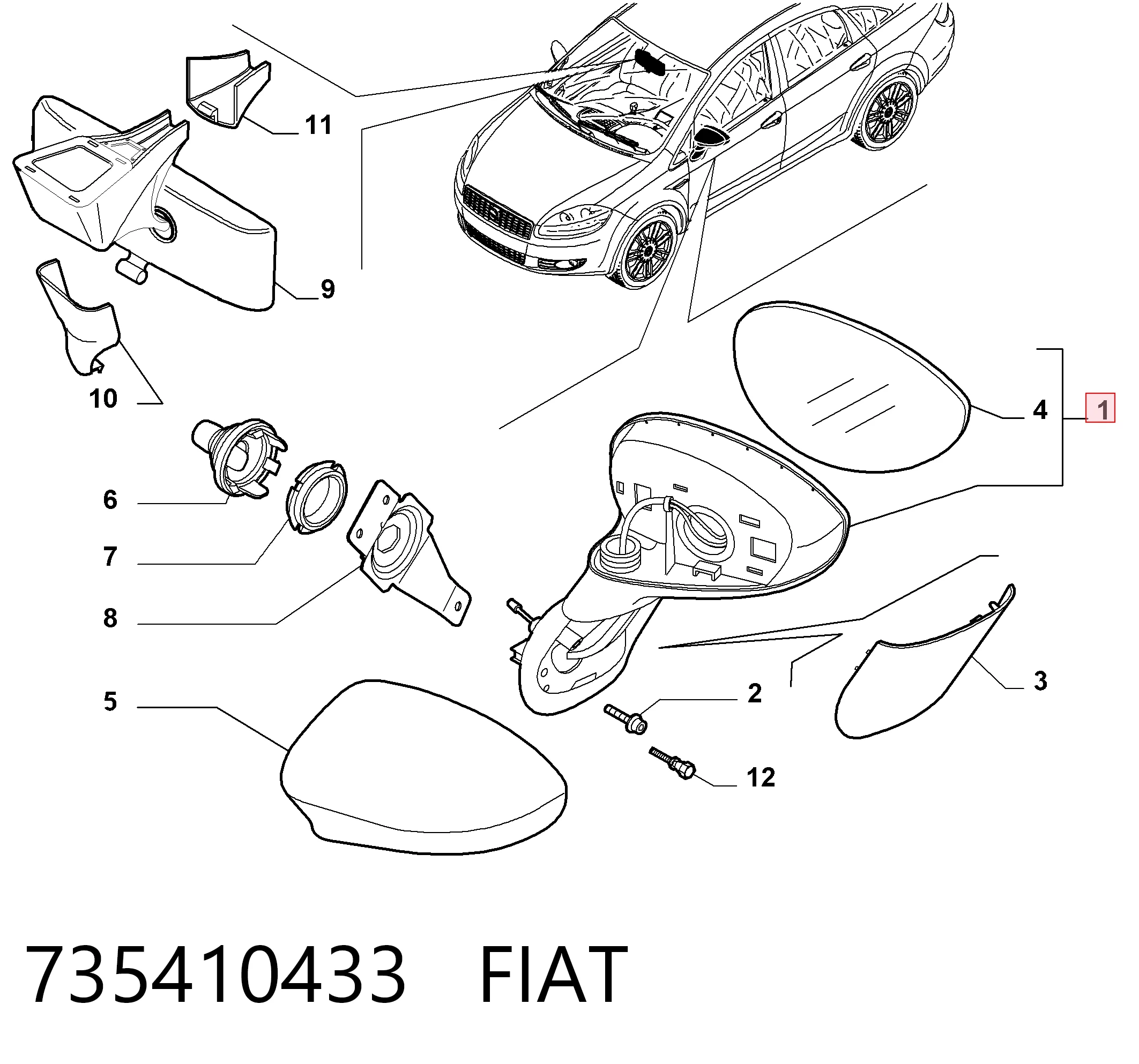  Lusterko wsteczne lewe Fiat Linea 