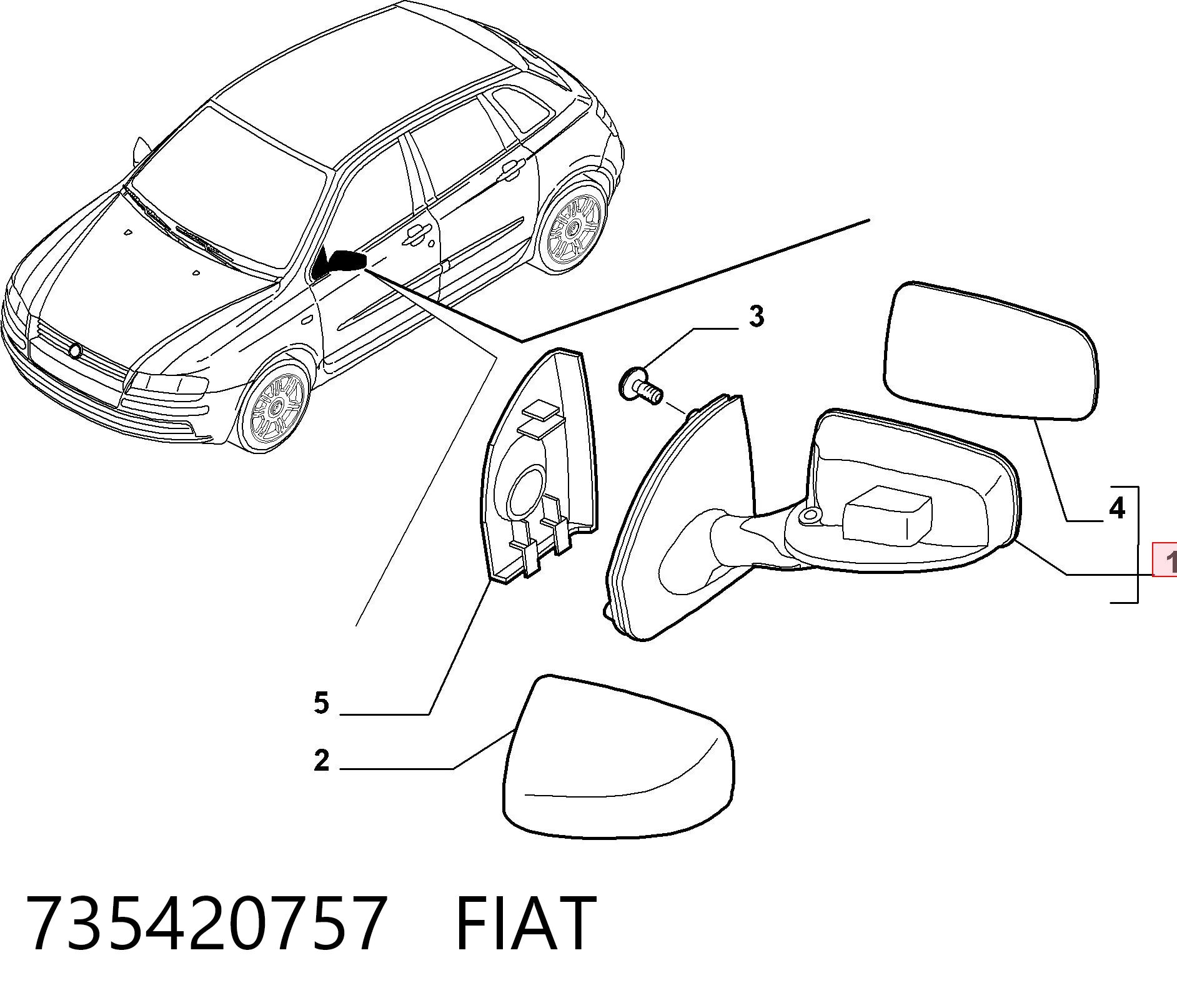  Lusterko wsteczne lewe Fiat Stilo 