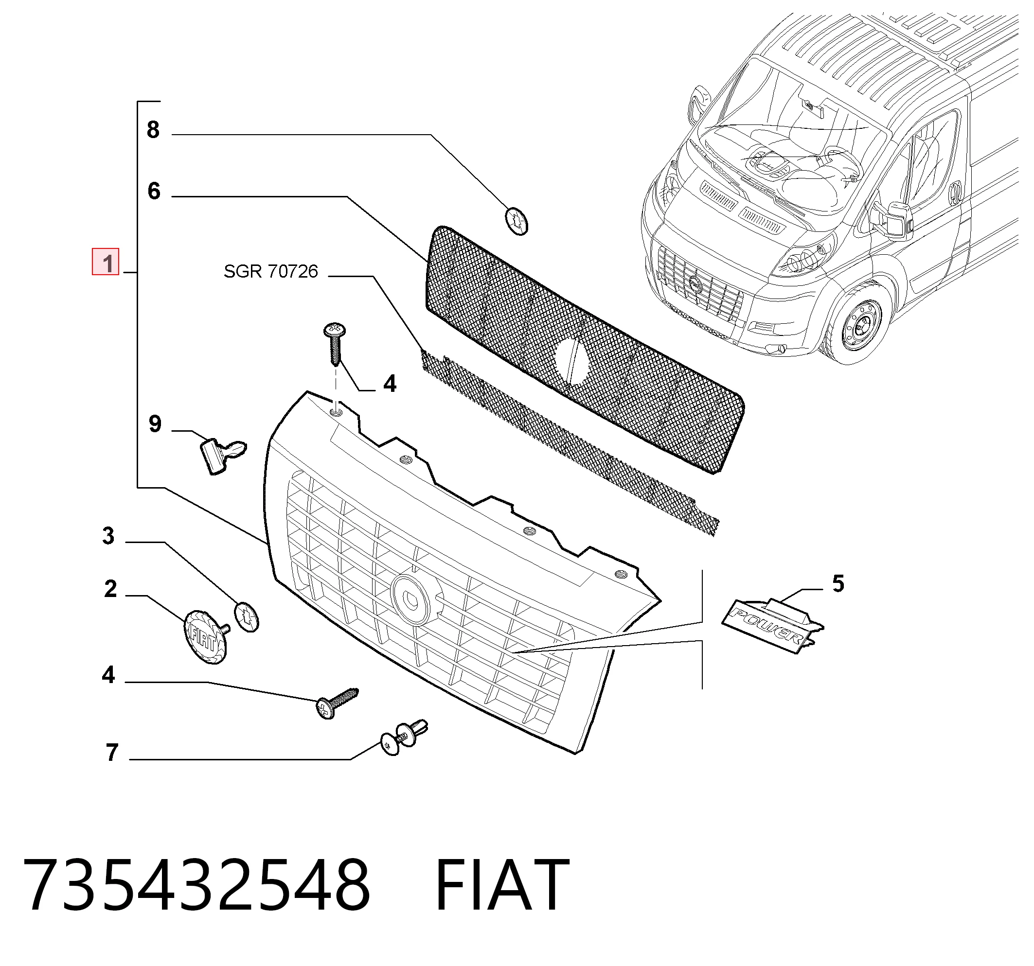 Atrapa chłodnicy Fiat Ducato III