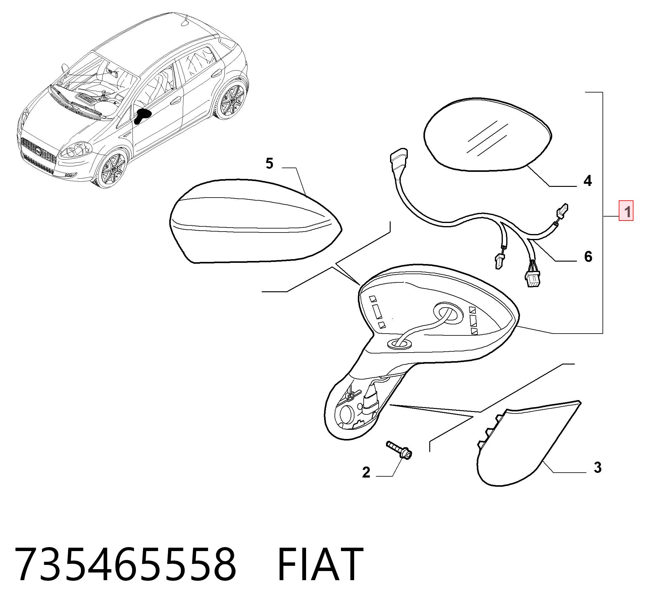  Lusterko wsteczne prawe Fiat Linea 