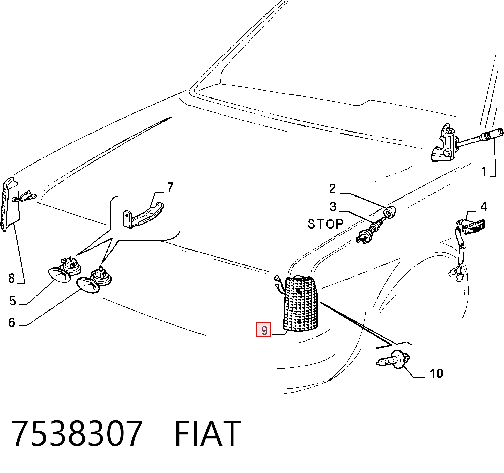 Kierunkowskaz lewy do Fiat Fiorino  146 Uno